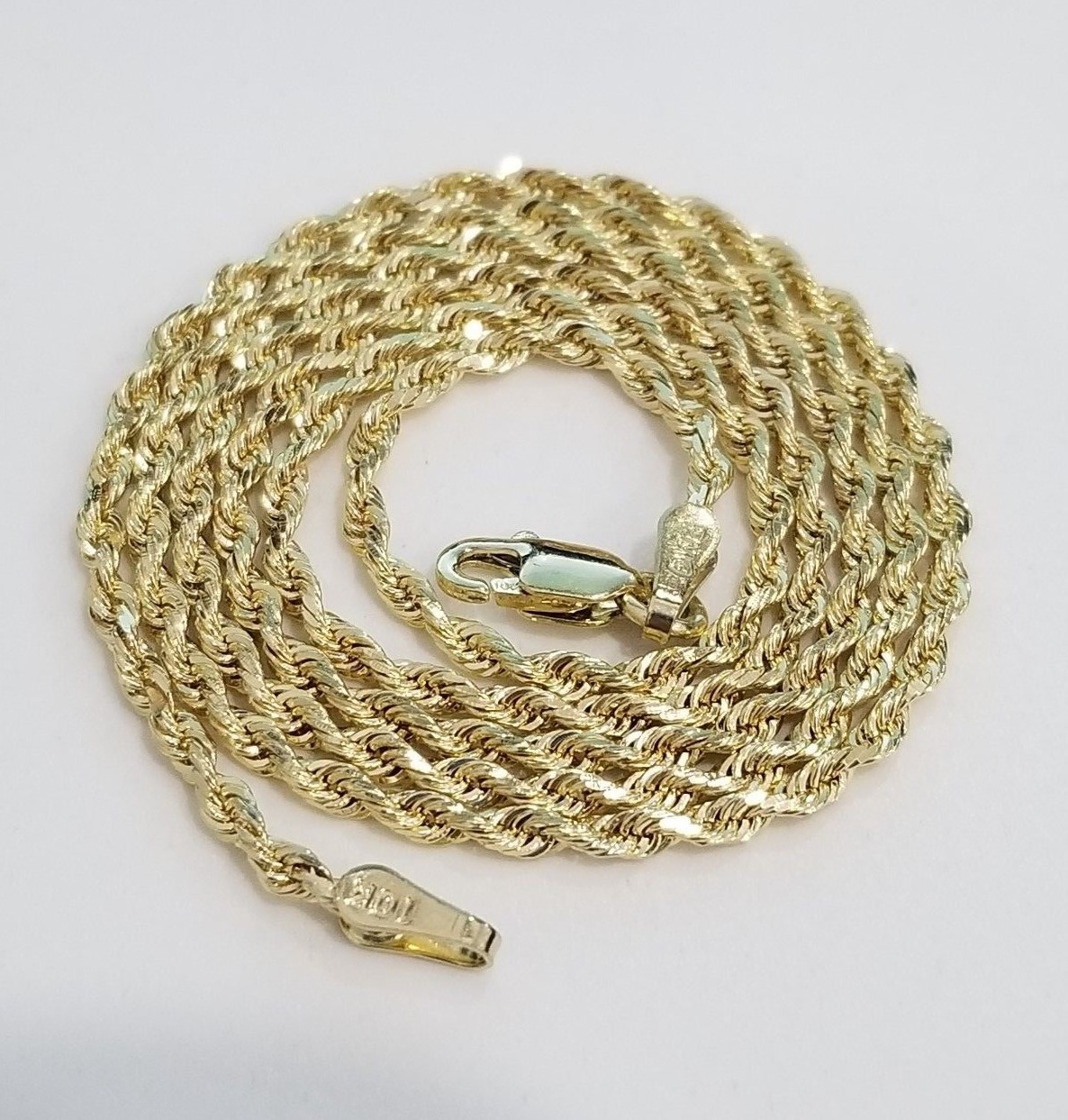 Clearance 100% Real 10k Yellow Gold Necklace Hollow Rope Chain 2mm 16″ inch