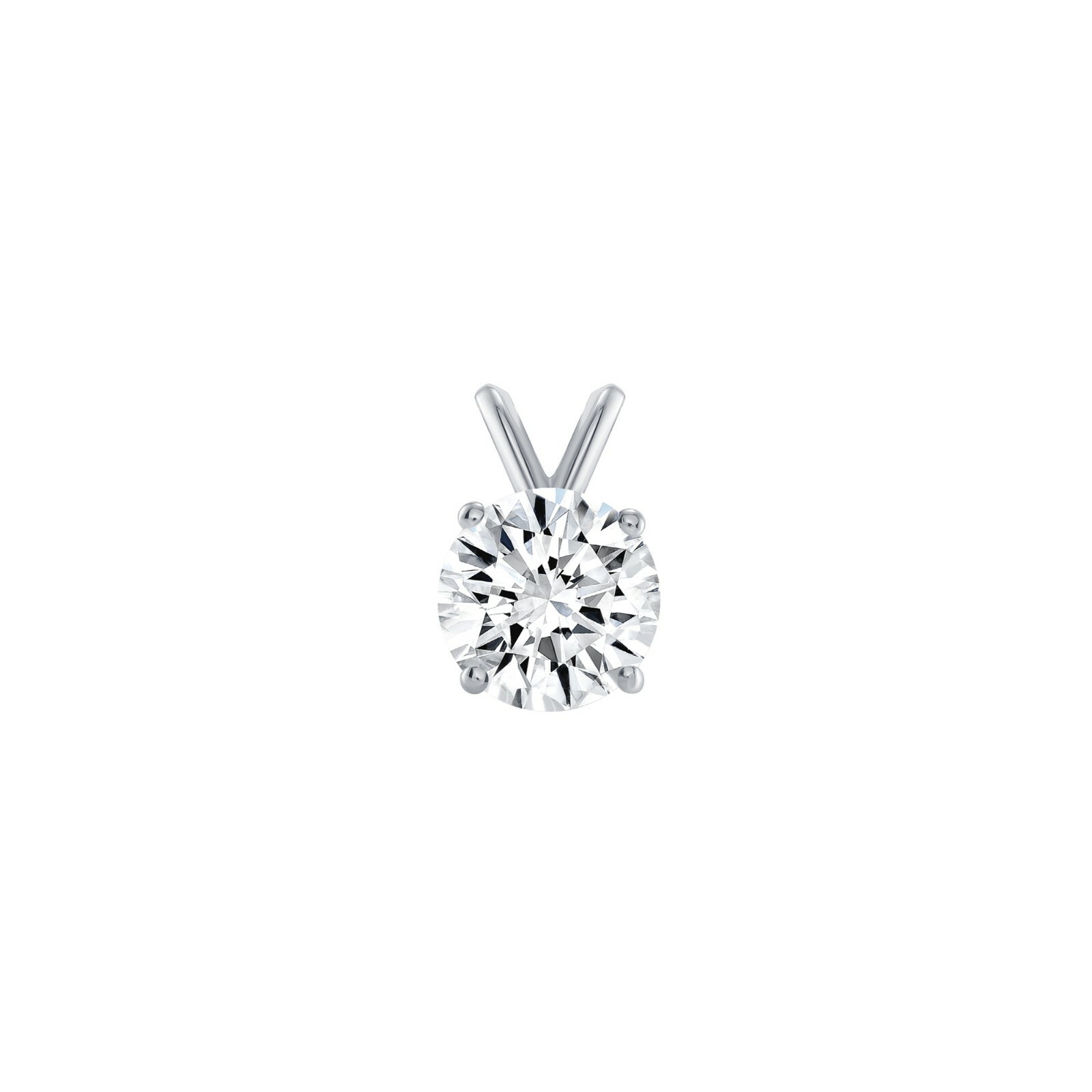 1 Ct Round Solid 14K White Gold Created Diamond Solitaire Pendant Necklace 18″