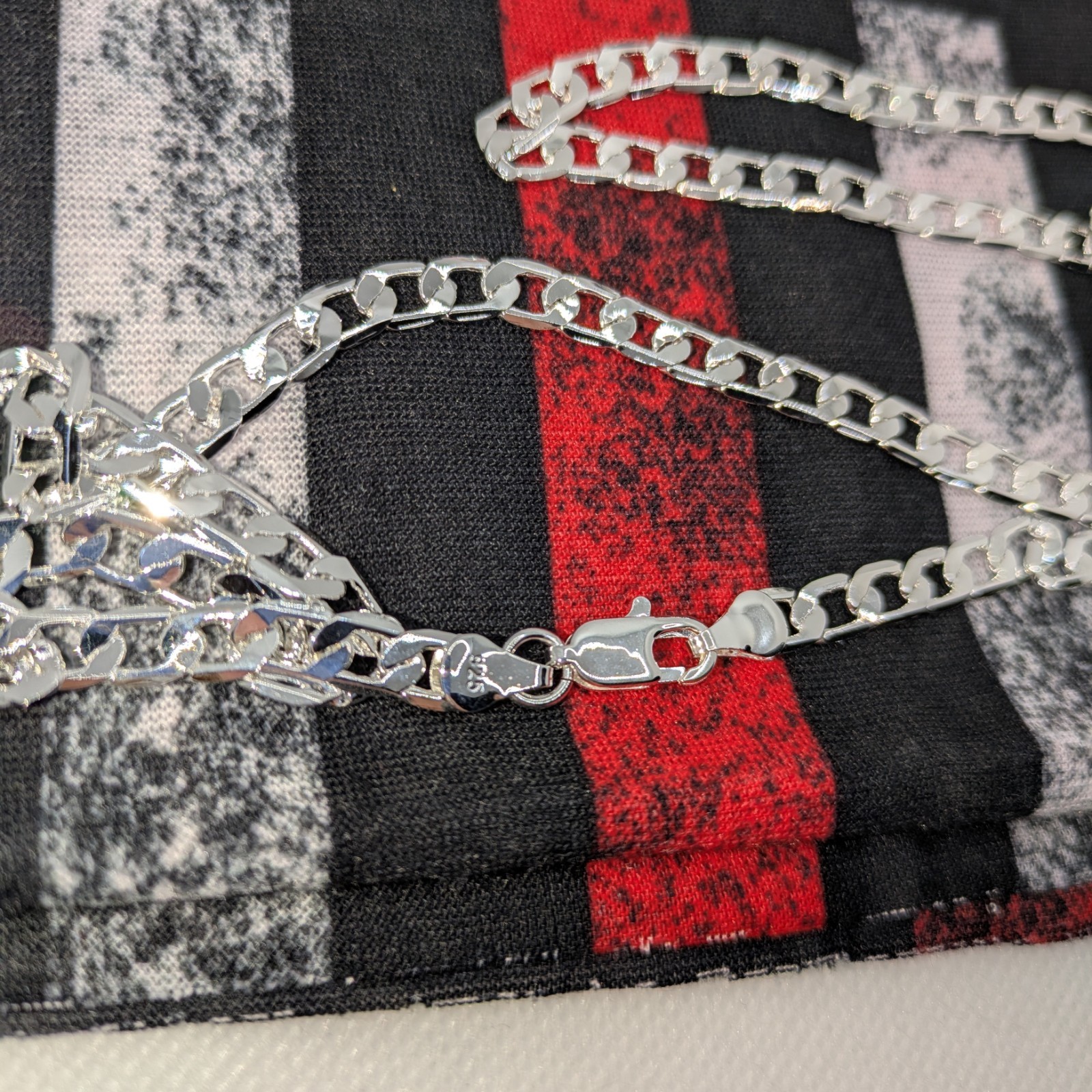 925 Sterling Silver Plated Necklace, 8 Mm O Link Chain, 26 Inches, New In The…