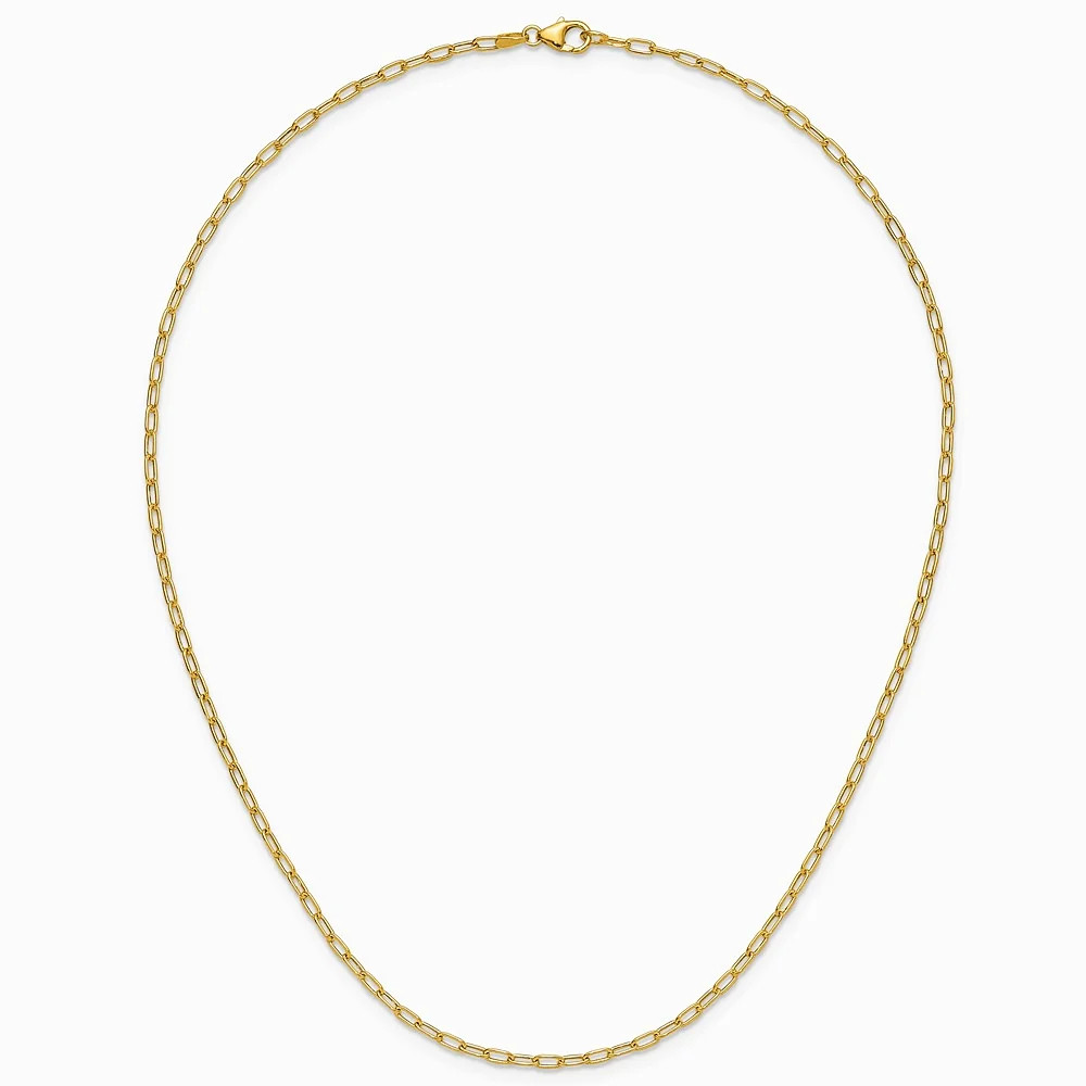 14K Yellow Gold 2.2mm Semi-Solid Paperclip Chain Necklace 16″-24″