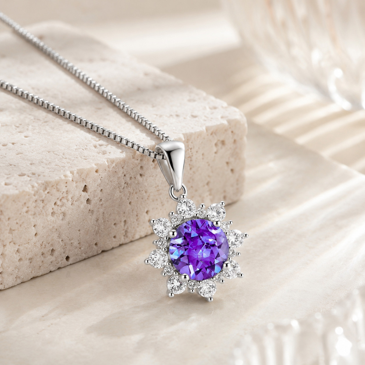Alexandrite Necklace 925 Sterling Silver Color Changing Pendant Winter Jewelry