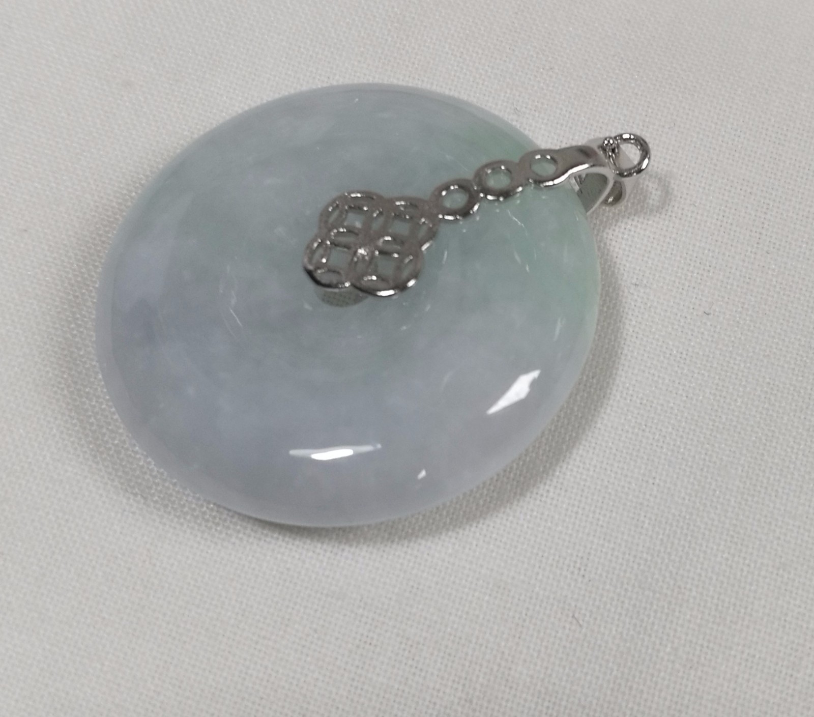 Genuine Grade A Myanmar Jadeite jade harmony ( 平安）Pendant in silver Dia30mm