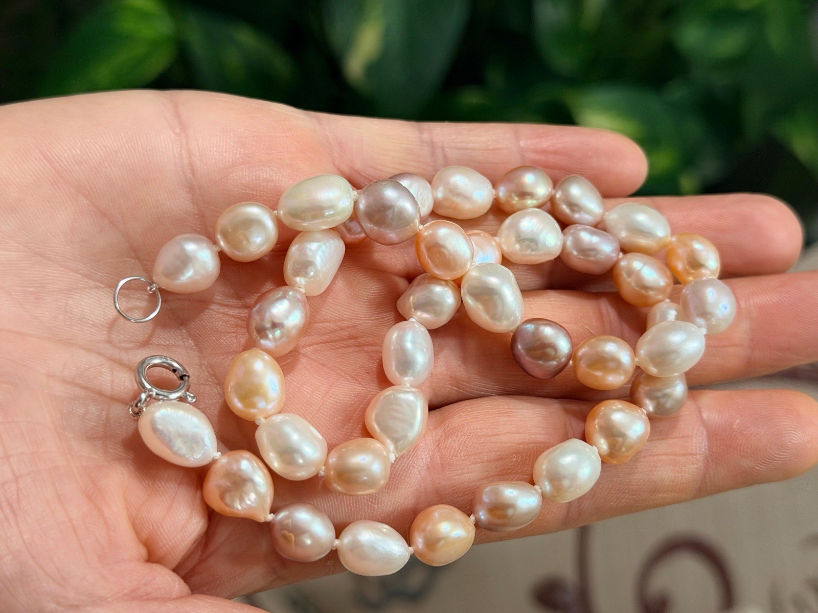 June Birthstone Multicolor Pastel Pink White Purple Pearl Bridal Necklace, Gift