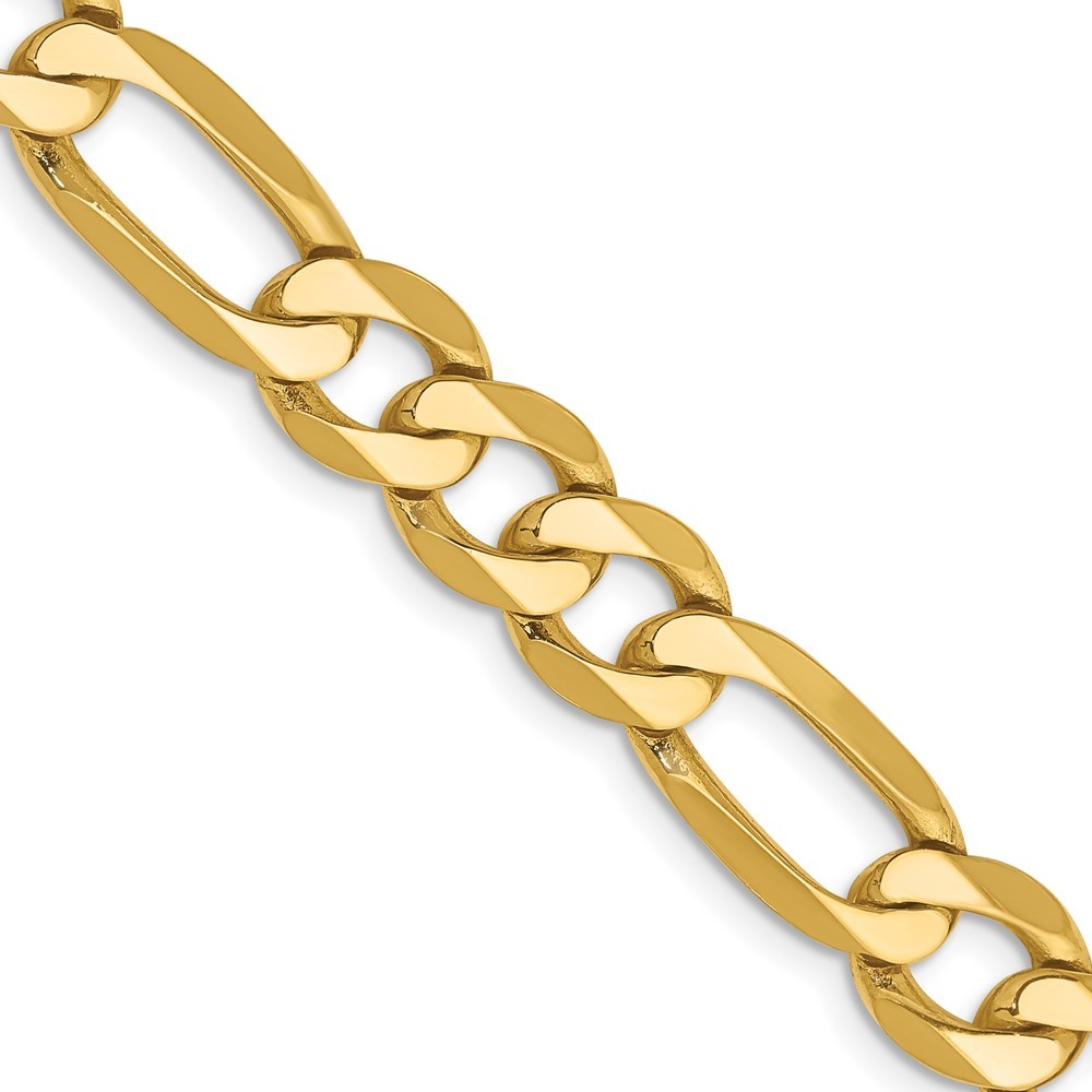10k Yellow Gold 7.5mm Flat Figaro Chain Necklace 22″ 36.13gm