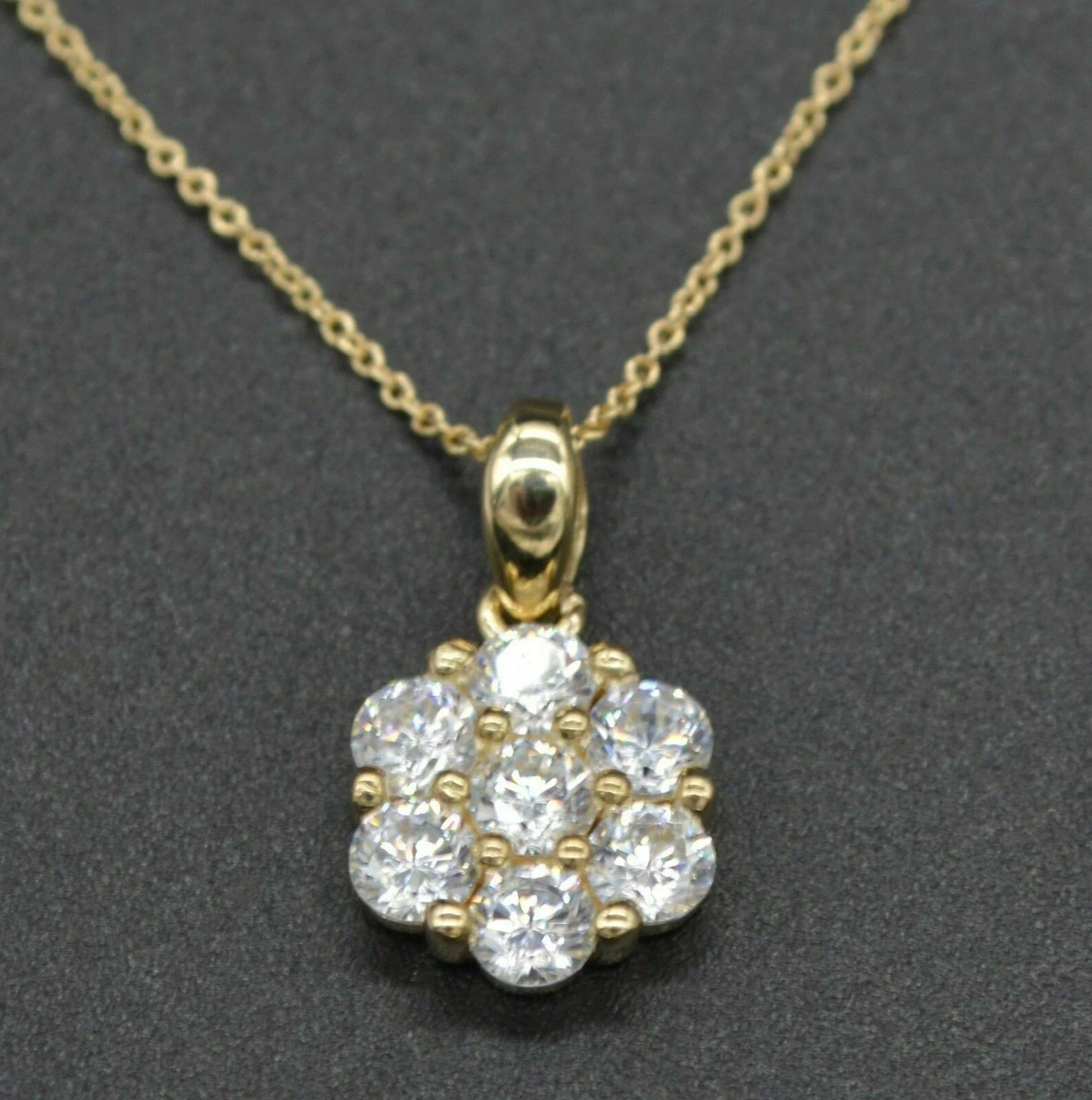2Ct Round Lab Created Diamond Cluster Flower Pendant 14K Yellow Gold Plated