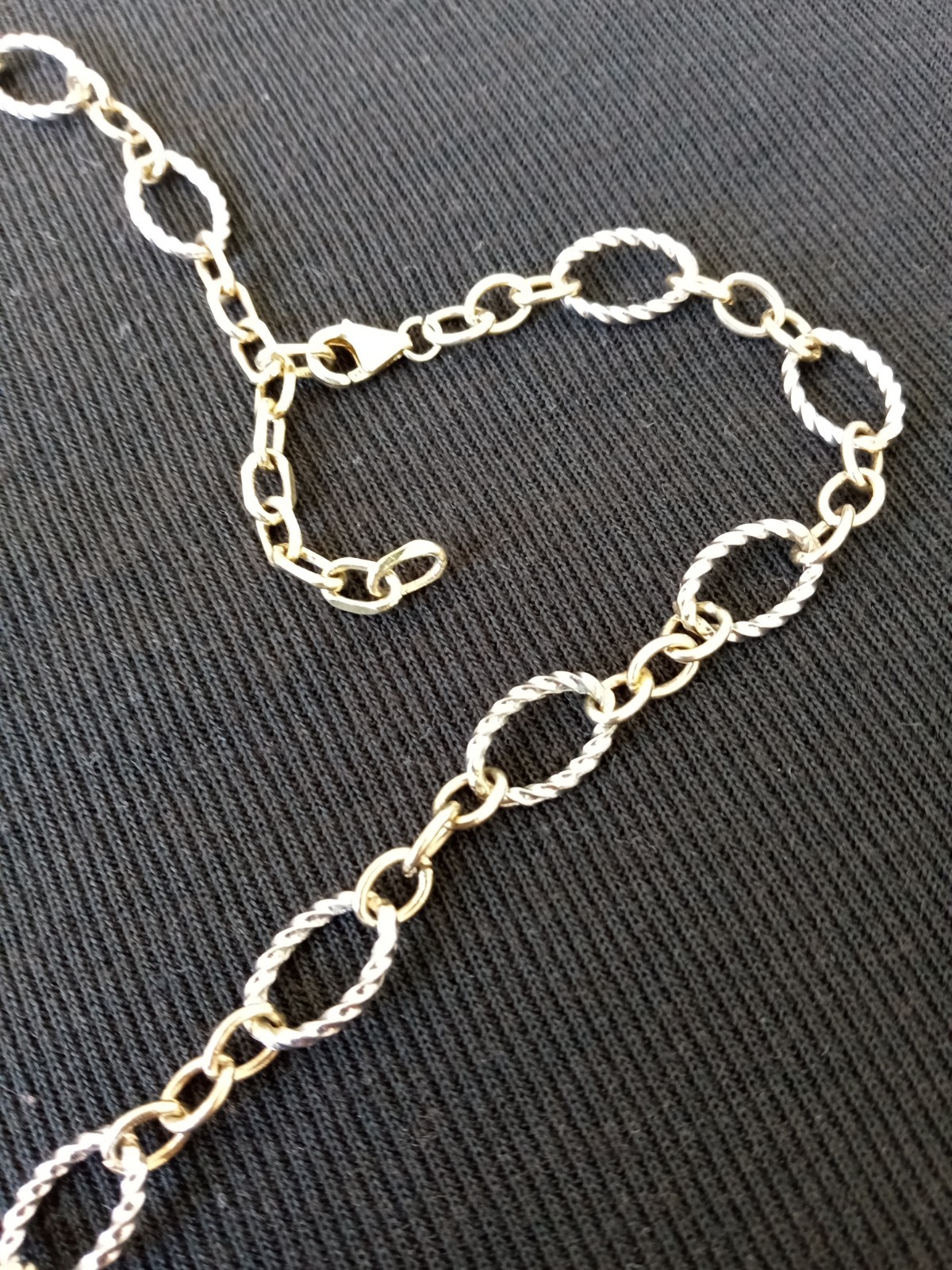 gold and silver Link Necklace Marked 681 And 925 22″