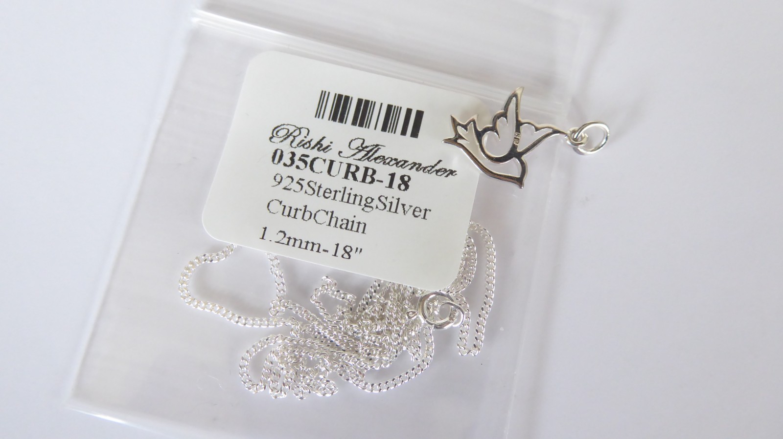 NEW Soaring Sparrow Bird Necklace Solid 925 Sterling Silver Pendant Bird 18″