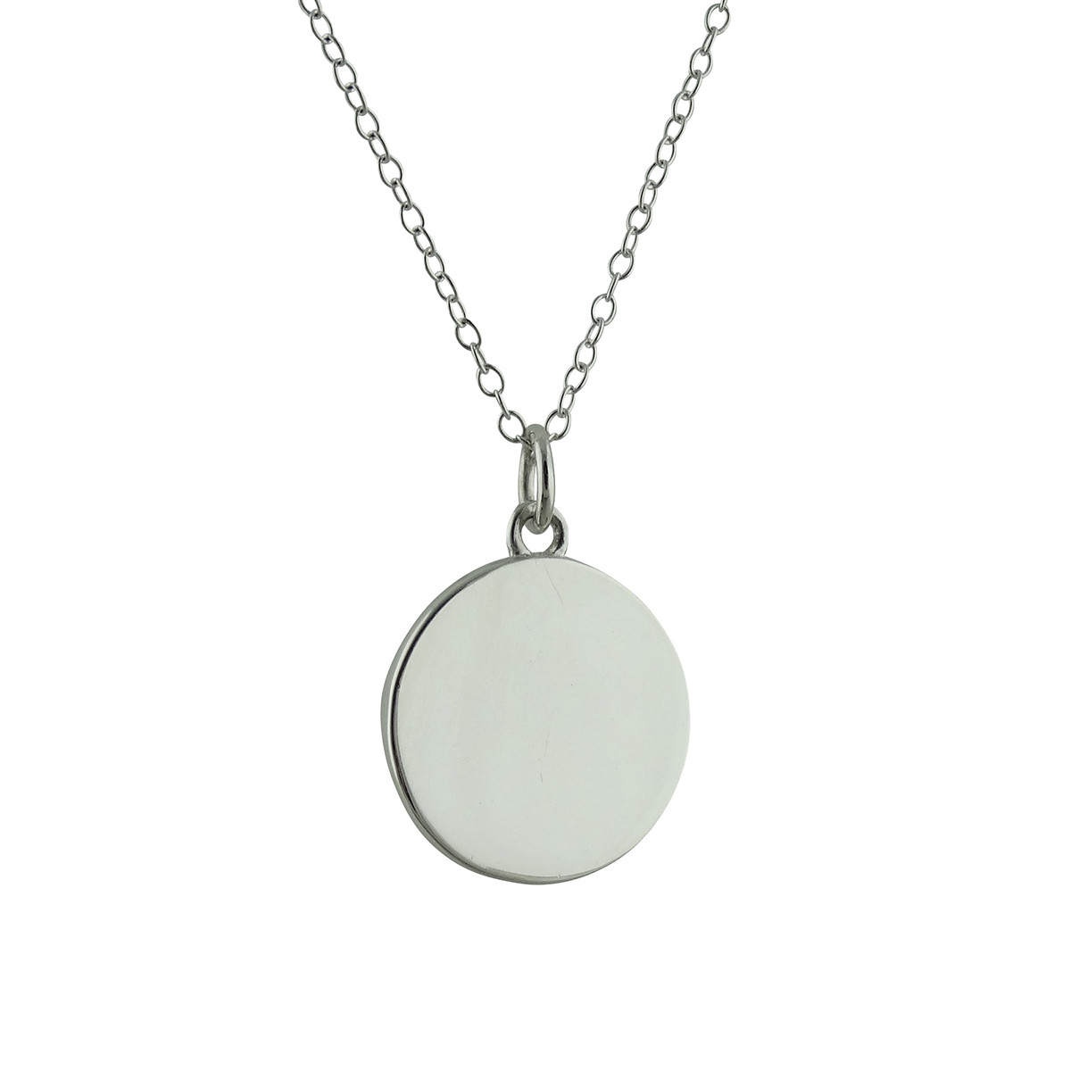 Blank Round Engravable Charm Necklace – 925 Sterling Silver – Two Sided Disc NEW