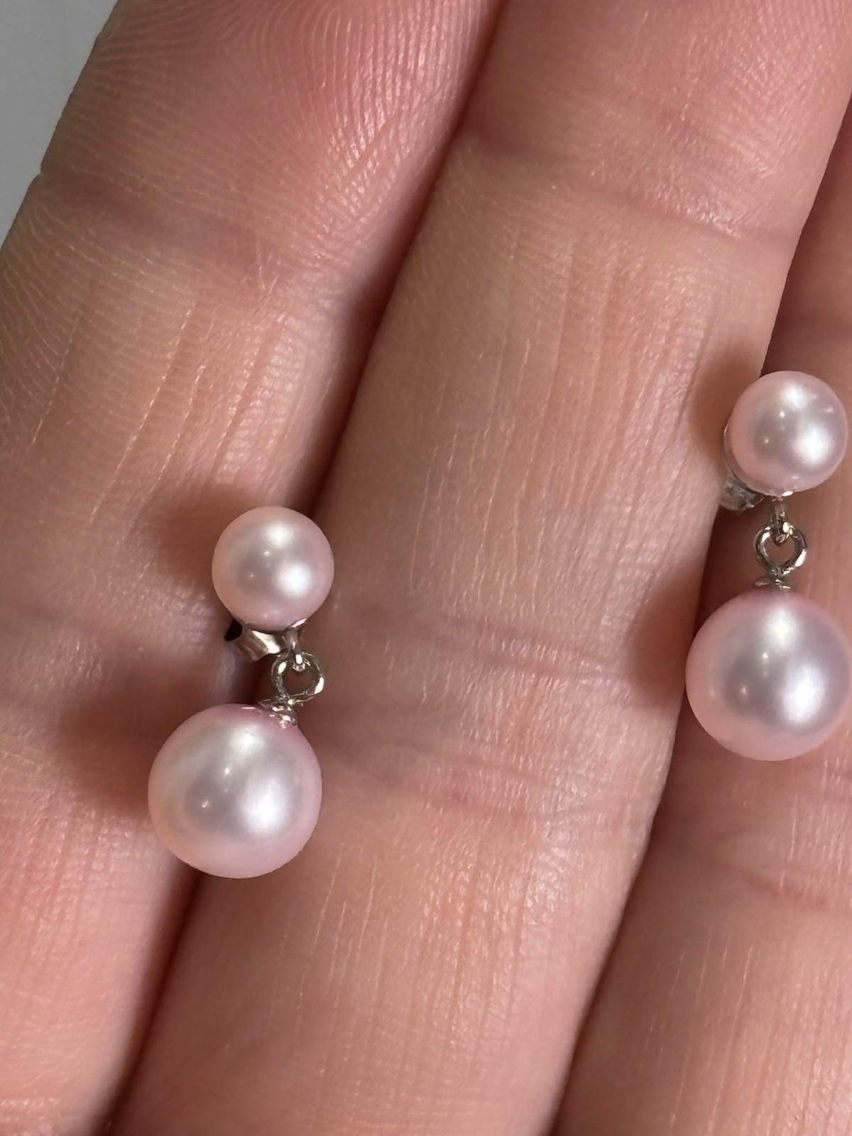 Danbury Mint Sterling Silver Pink Pearl Necklace Bracelet & Stud Dangle Earrings