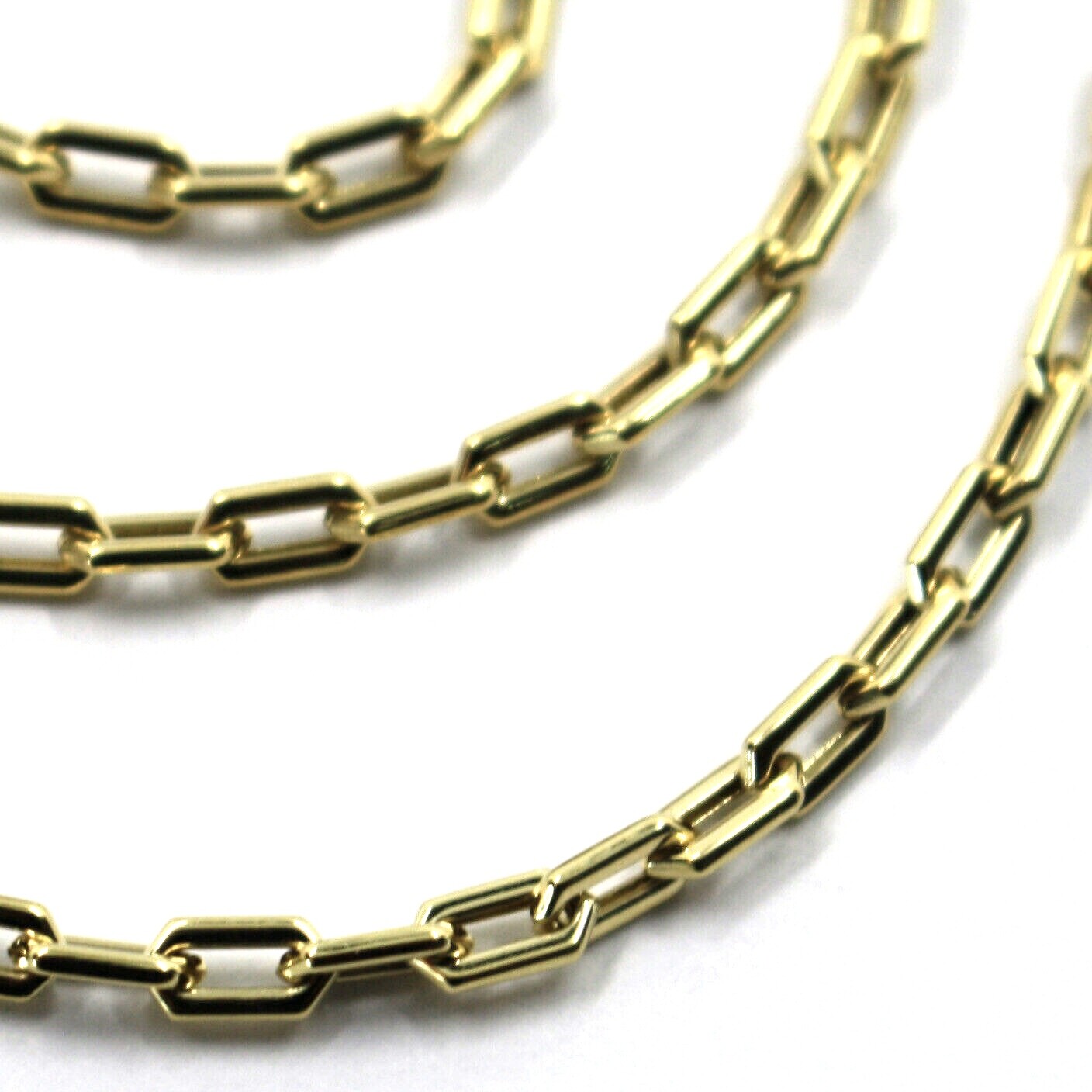 18K YELLOW GOLD CHAIN SQUARE CABLE 3mm LINKS, LENGTH 21″, MADE IN ITALY