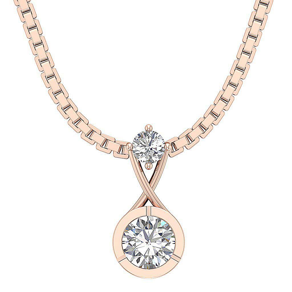 Solitaire Pendant I1 G 0.40 Carat Natural Diamond Rose Gold Prong Bezel Set