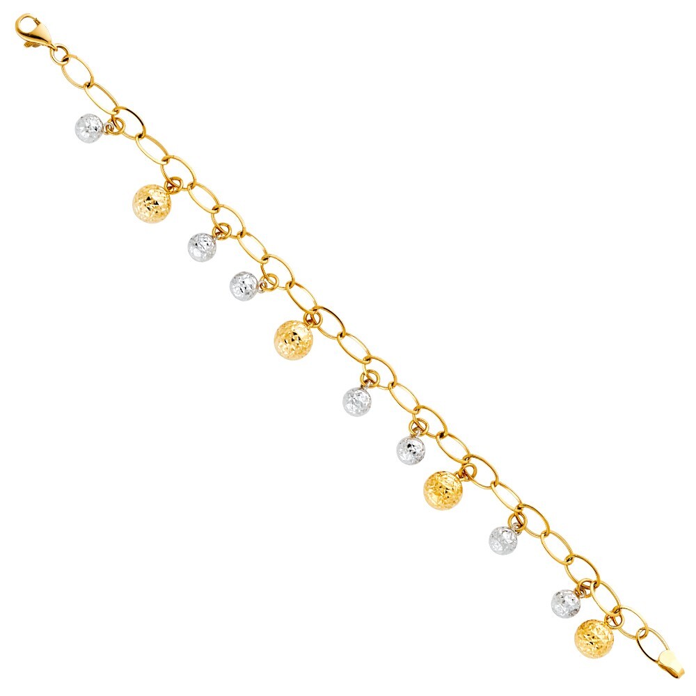 Gold 14K Two Tone Gold Light Fancy Hollow Bracelet – 7.5″