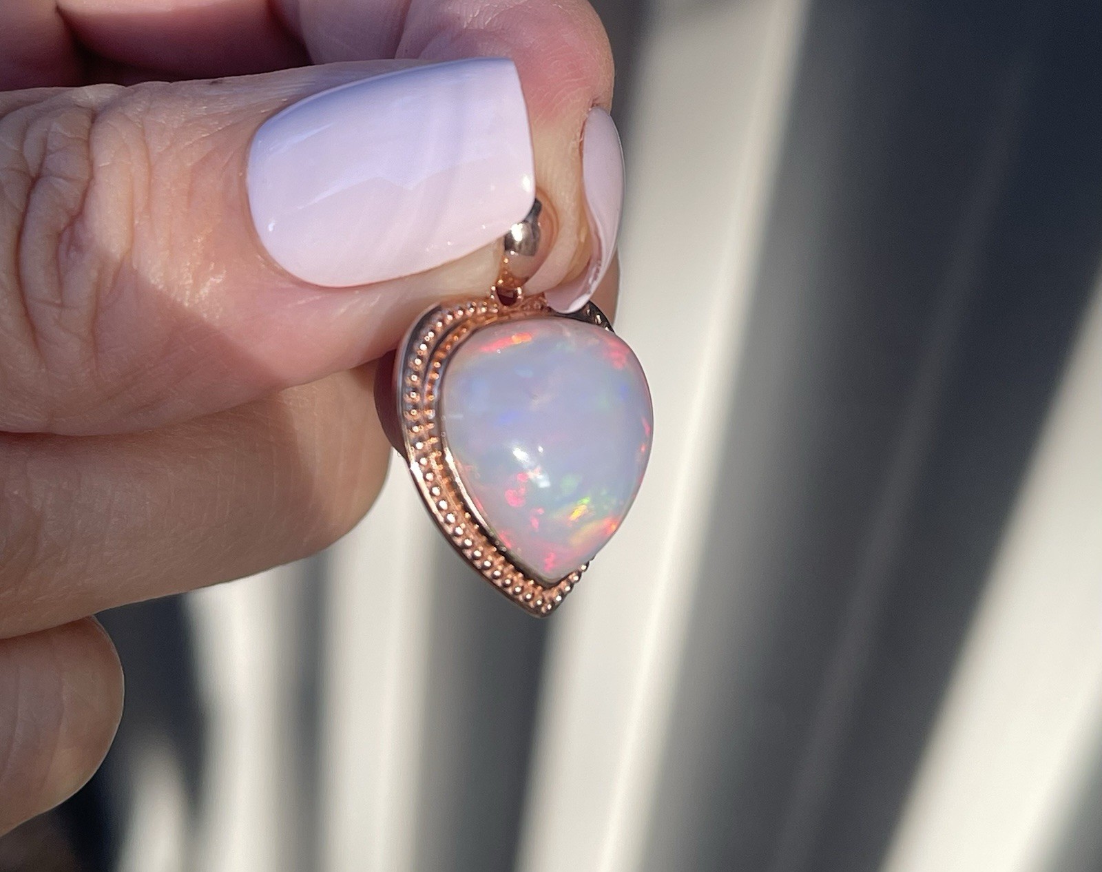 New 7.1ct Natural Solid Opal Love Heart Pendant In 9ct Rose Gold