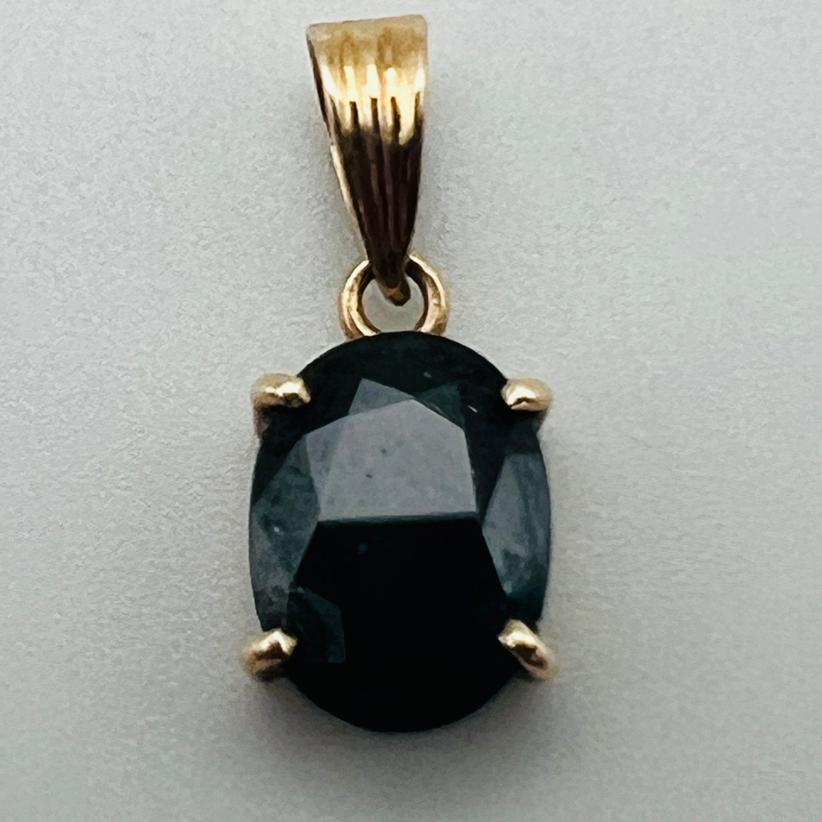 14K Gold Blue Sapphire Pendant Solitaire Oval Estate 585 Vintage Fine Jewelry