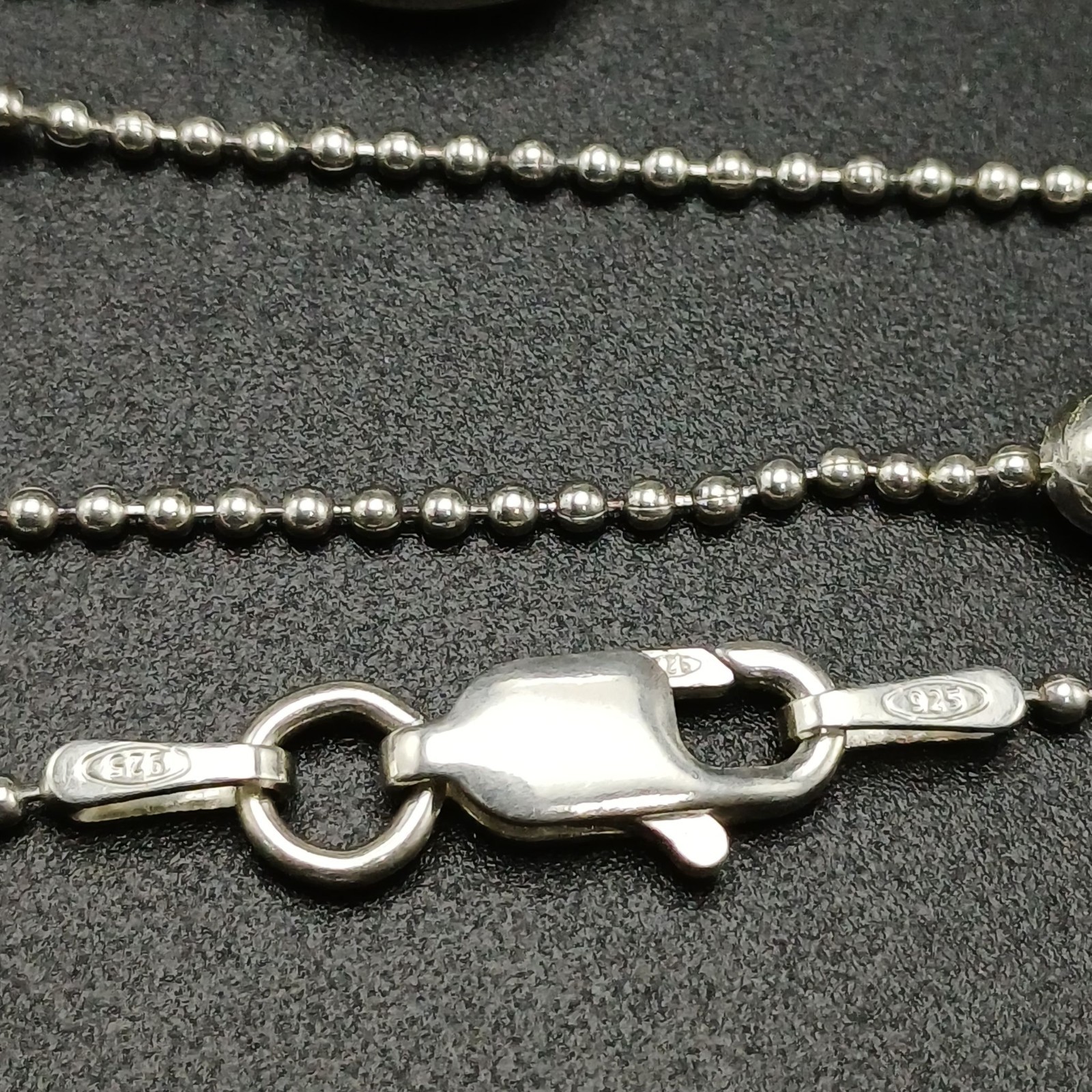 925 Sterling Silver BELLA Bead Oval Ball Station Necklace 19.5″ 5.6g Excellent