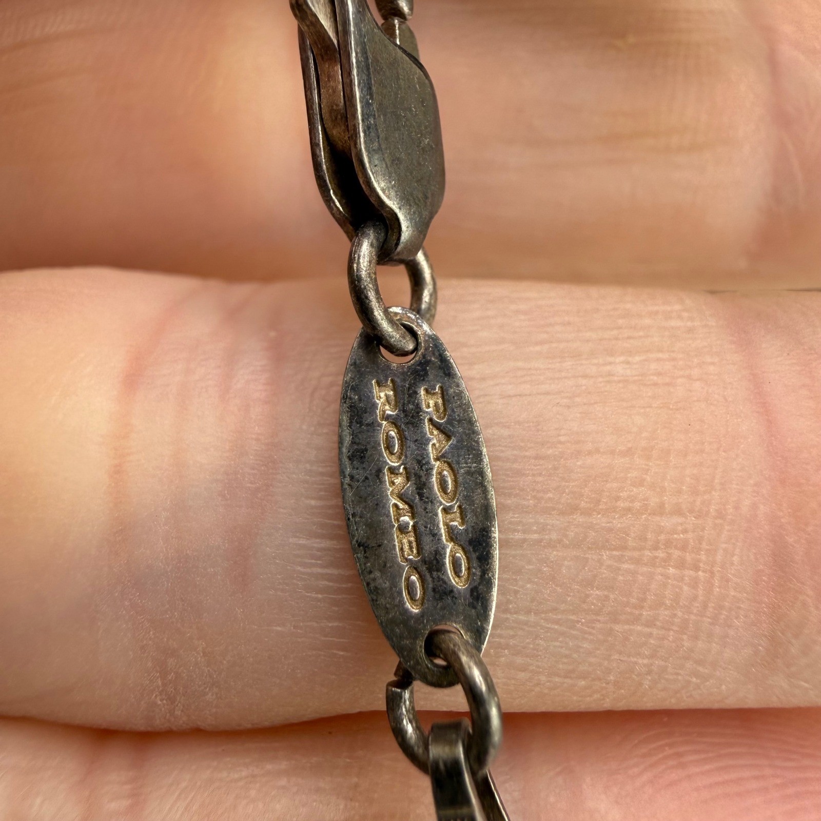 Vintage Paolo Romeo Necklace Silver 925 Italy Triangle Snake Chain 16in