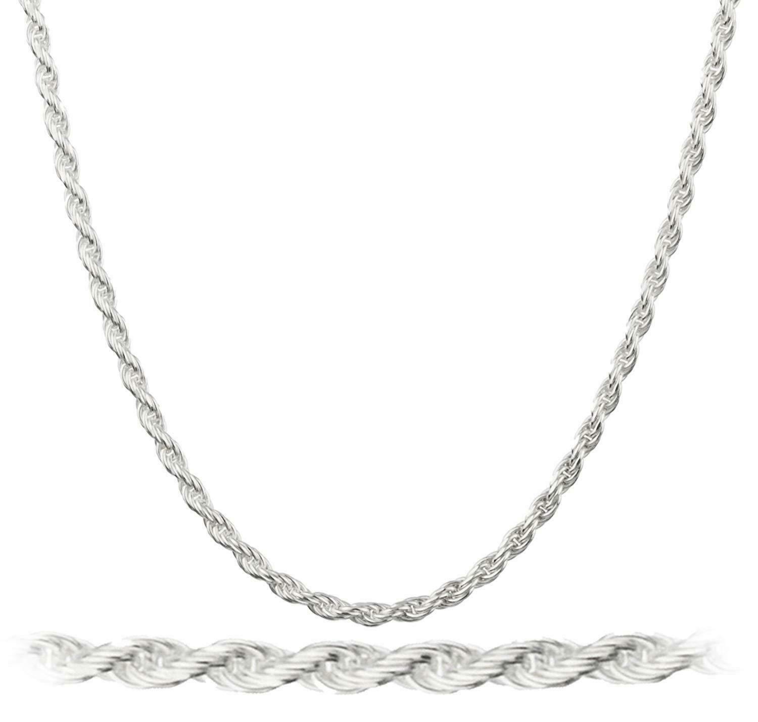 Sterling Silver Necklace Diamond-Cut Rope Chain 1.2mm 925 Sterling Silver Rope