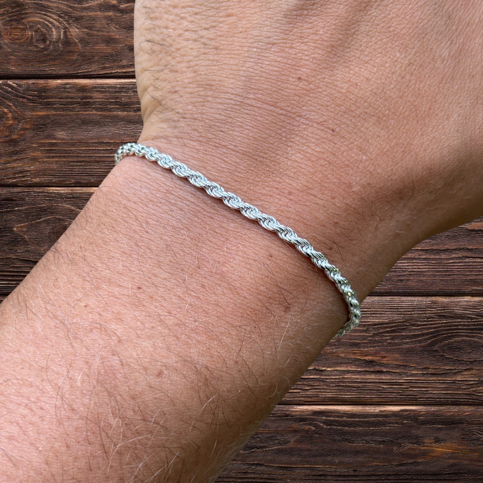 3mm Diamond Cut Rope Bracelet – Solid 925 Sterling Silver Or 14k Gold Vermeil