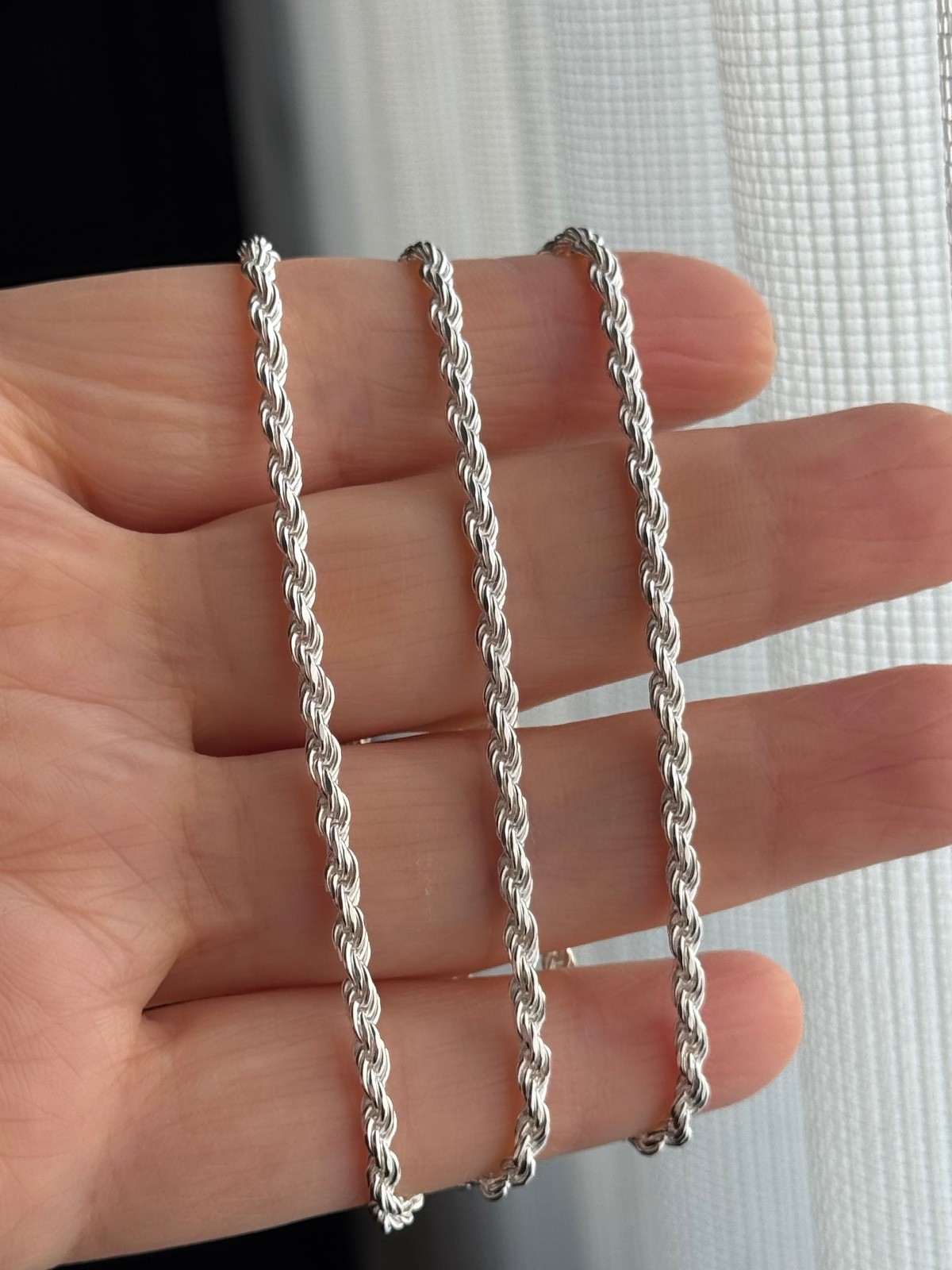 925 Sterling Silver (2.7MM) Solid Rope Chain High Polished
