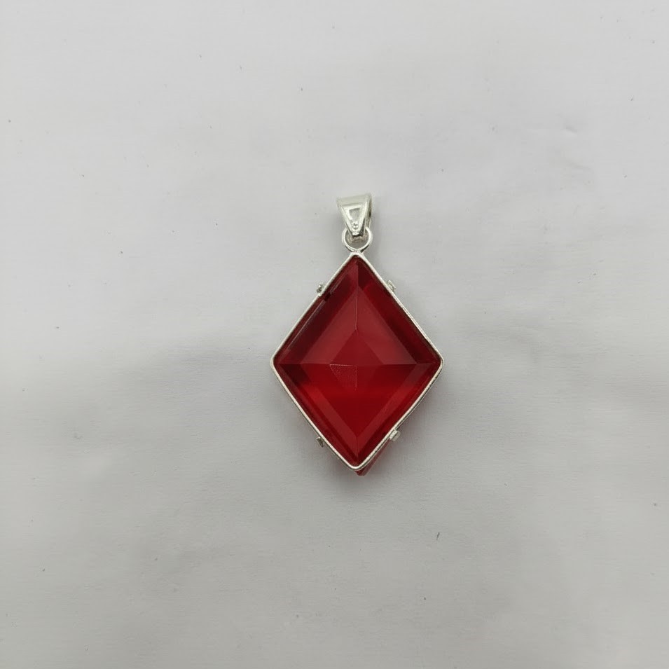 Elegant Kite Cut Red Ruby Pendant 80-90Ct – Sterling Silver Gemstone Necklace