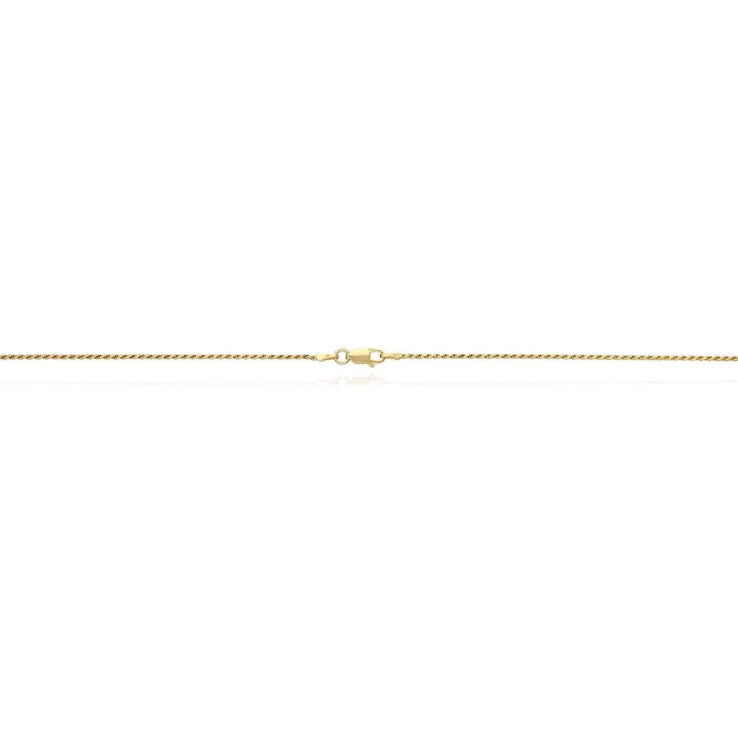 Solid 18K Yellow Gold Over Silver 1.3mm Rope Chain Necklace 16″-24″
