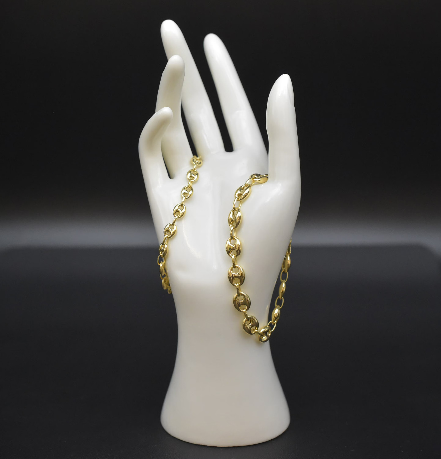 14K Real Gold Puffed Mariner Bracelet, 14K Gold 4.5mm – 9mm Puffed Mariner