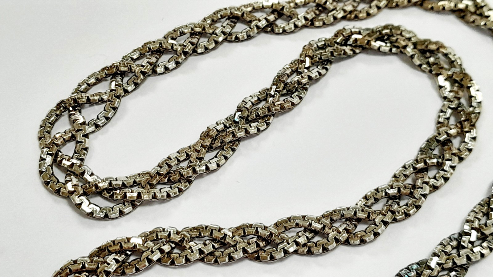 VINTAGE ITALIAN FLAT BRAIDED 925 STERLING SILVER 40 cm NECKLACE 17.2 g