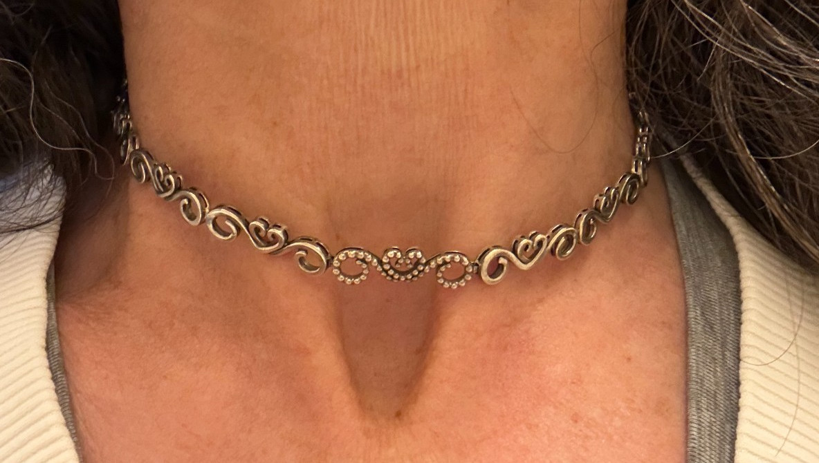 PANDORA HEART SWIRLS Choker Necklace ADJUSTABLE 11 Grams 15 inches