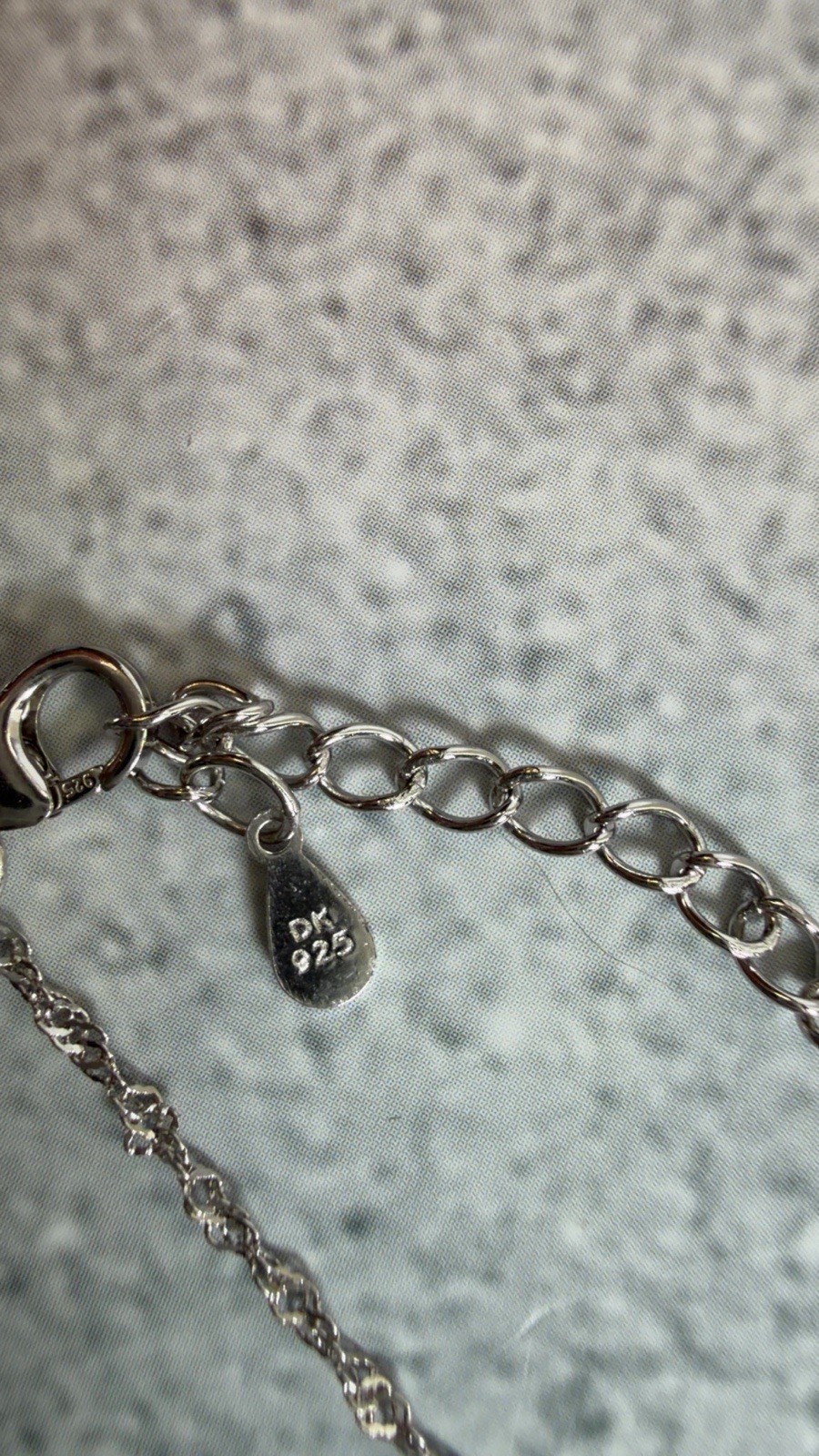 DK 925 Necklace With Deep Red And Clear Crystal Cross Pendant New!