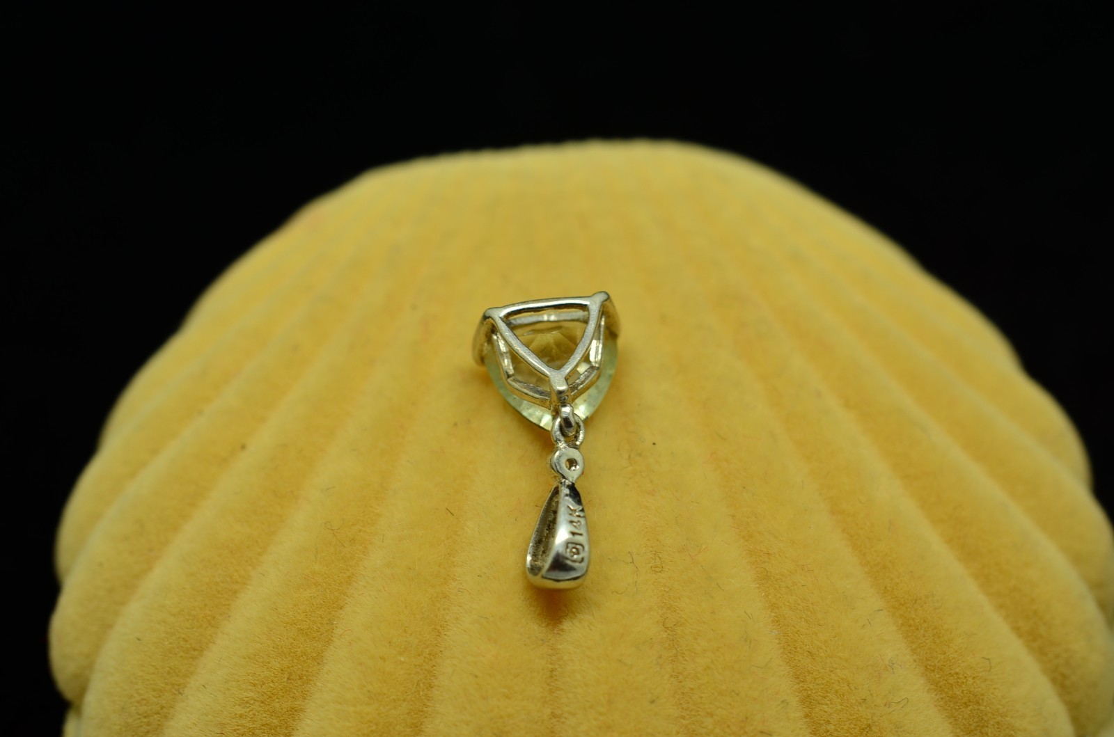 14K White Gold Trillion Cut Very Light Blue Aquamarine Pendant Charm -Small