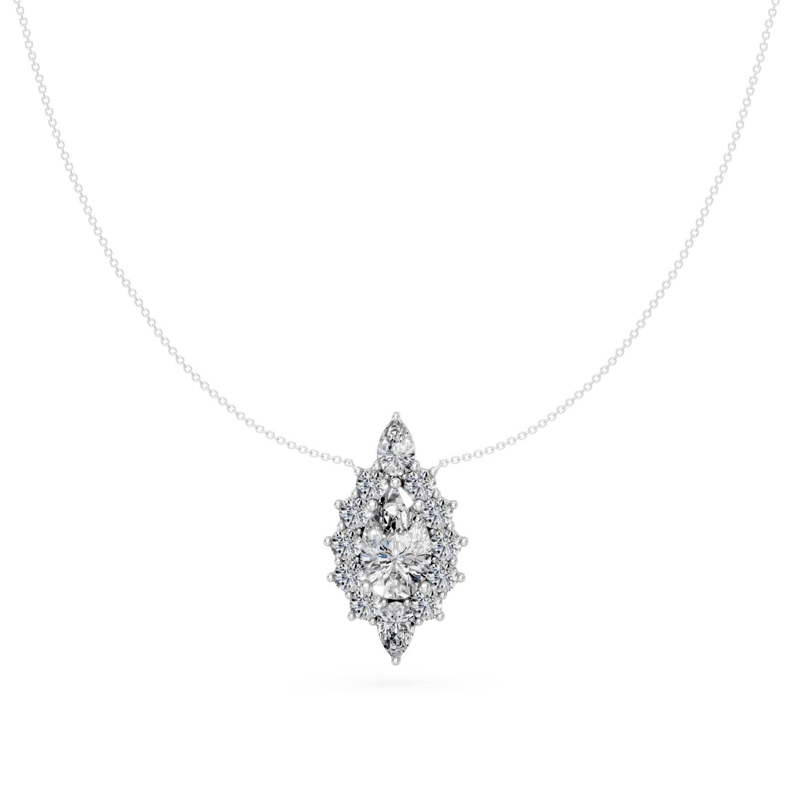 6.8 Ct Pear Round Cut Diamond Pendant Necklace VS1 D-F White Gold 14k