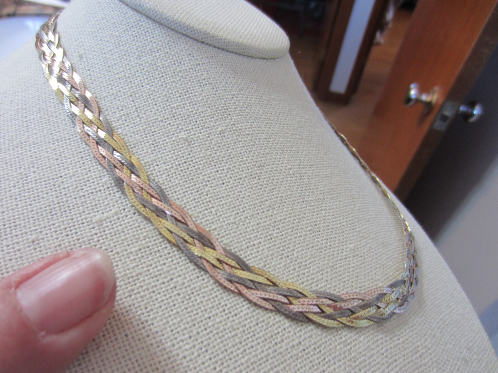 Pre-owned Hallmarked 925 Italy multiple braids necklace with lobster clasp