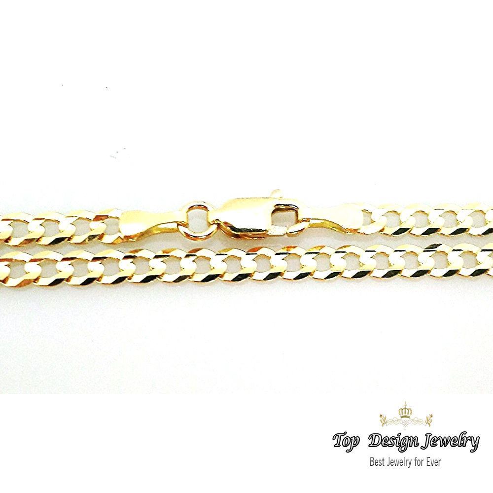 14K AUTHENTIC SOLID YELLOW GOLD CURB CUBAN LINK CHAINS 1.5MM TO 7MM SIZE 16″-36″