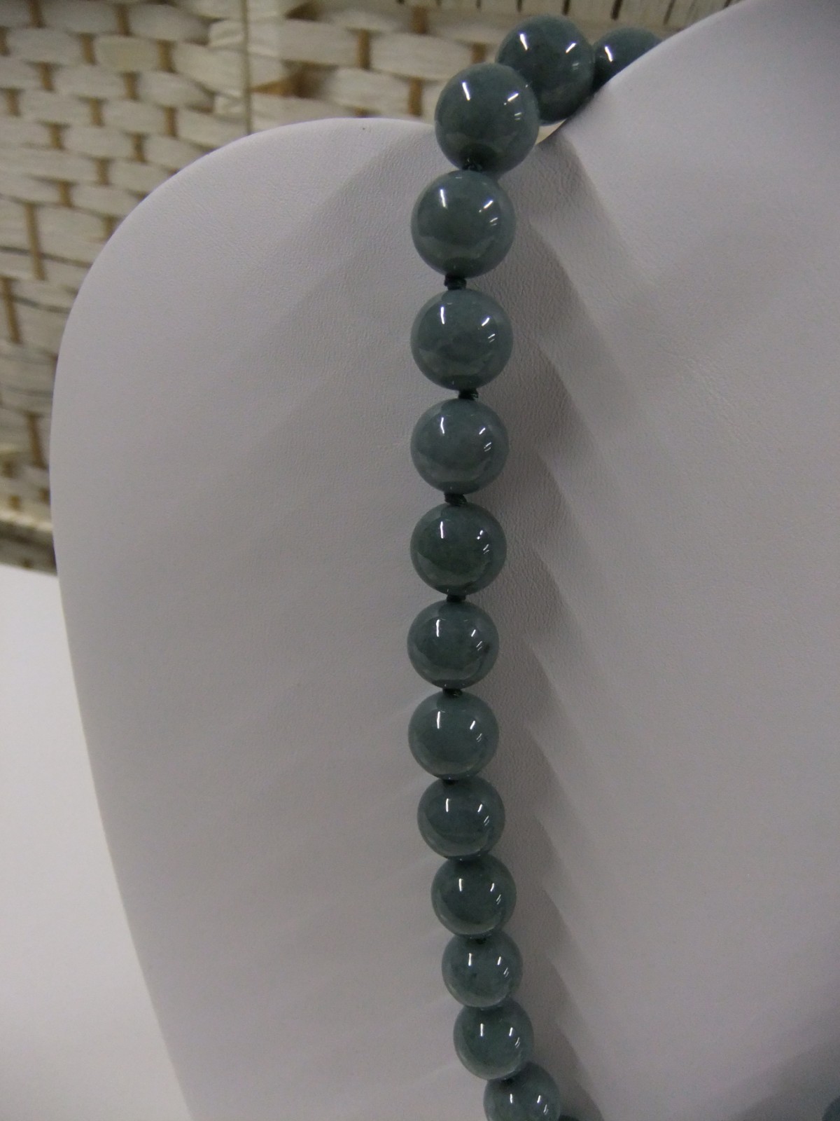 Type A Olmec Jadeite & White Zircon Sterling Silver Necklace 425.30 Cts