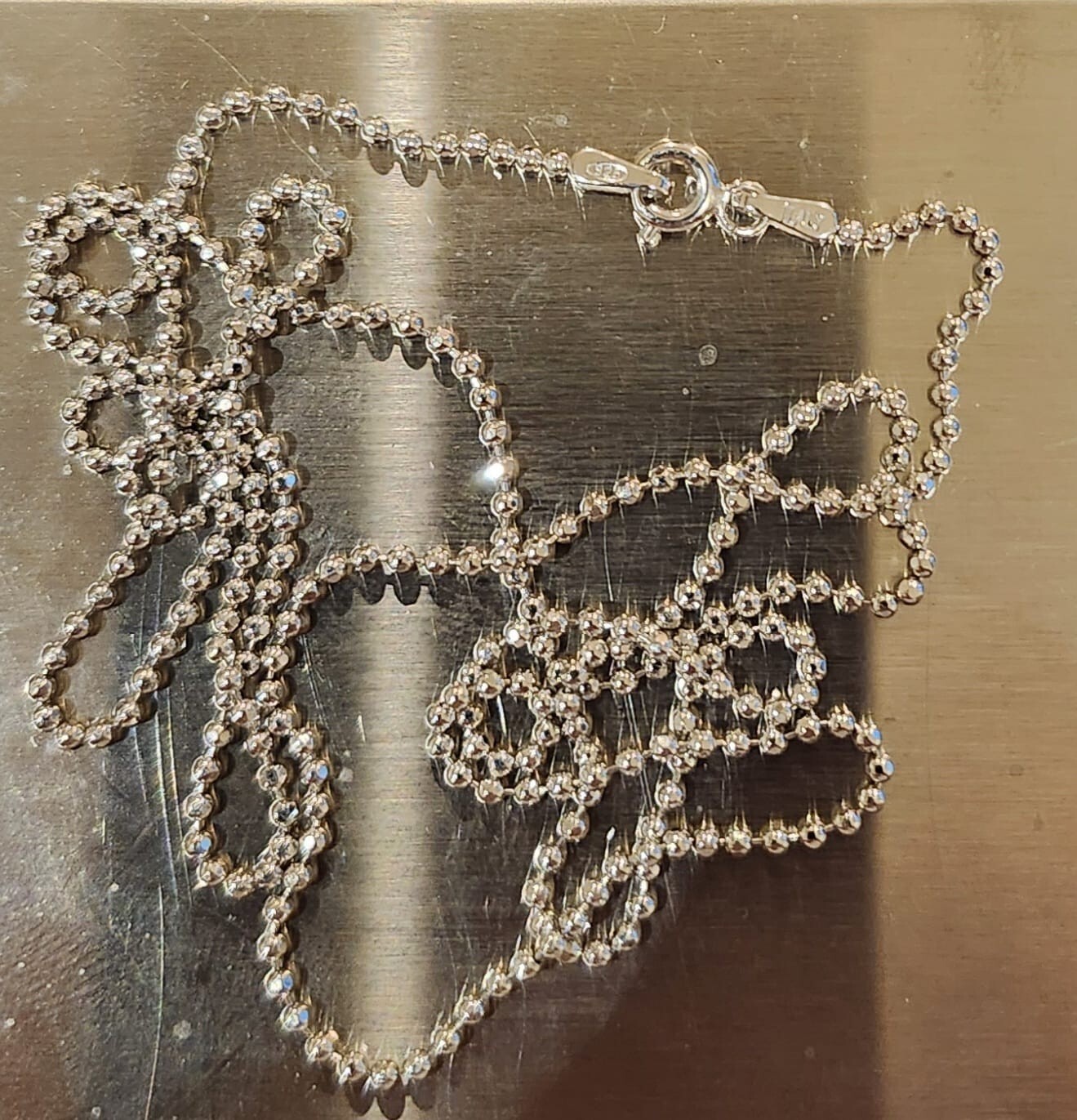 Solid Sterling Silver Bead Ball Chain Necklace 925 Italian Made Size 24″ & 1.4mm