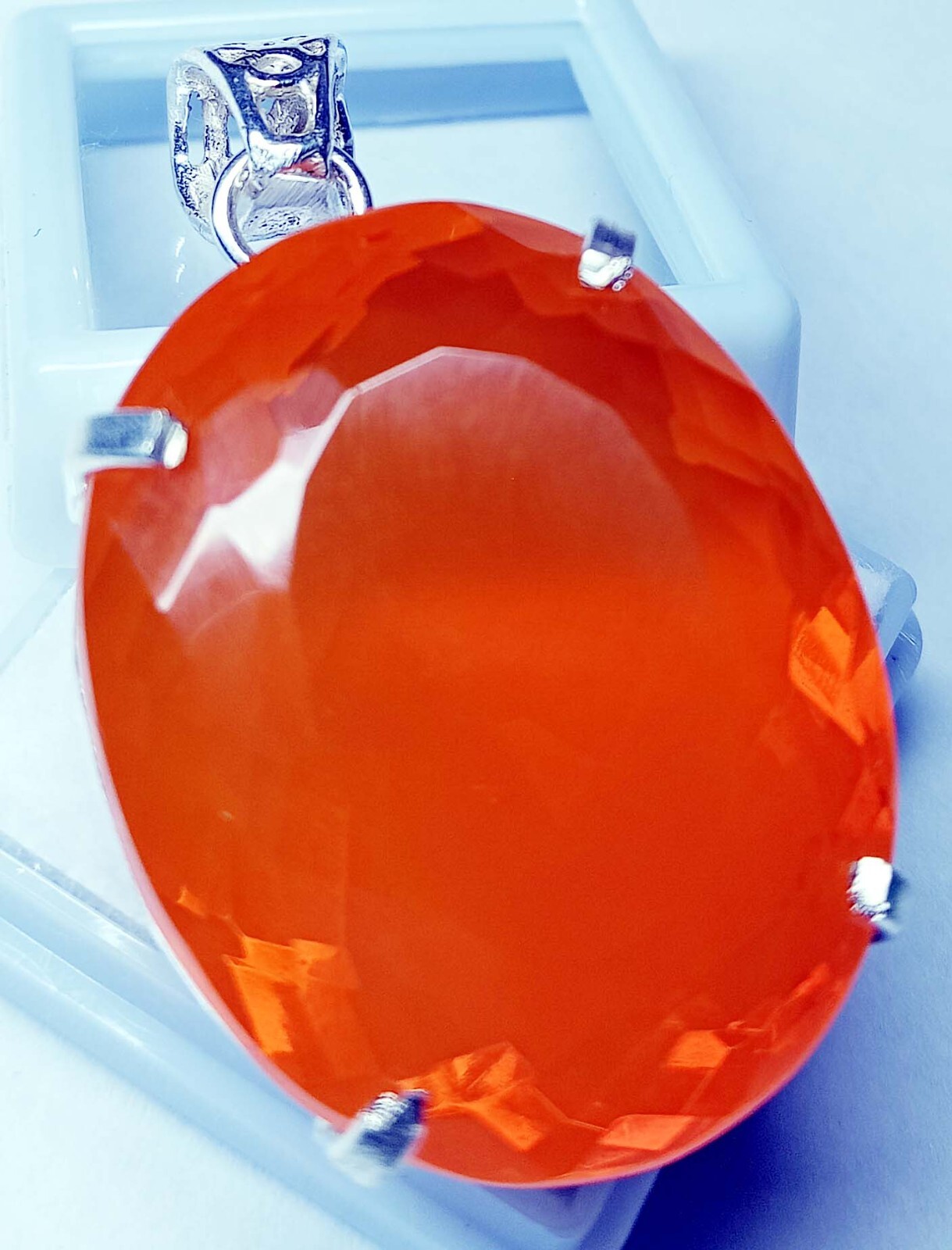 Pendant Oval Cut 93.30 Ct Orange Opal Locket Natural Gemstone Certified PD058