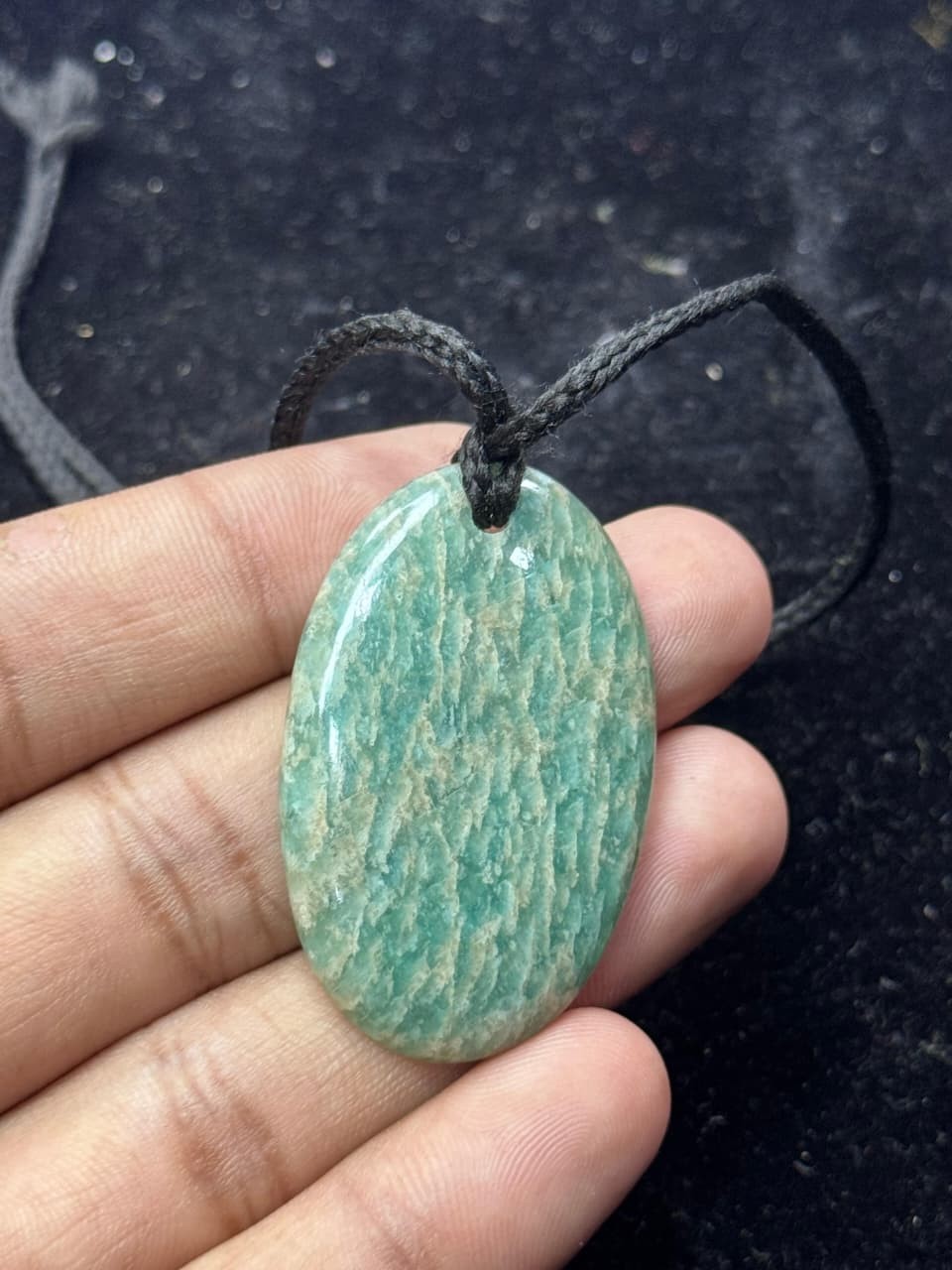 Natural Amazonite Threads Necklace Handmade Thread Pendant