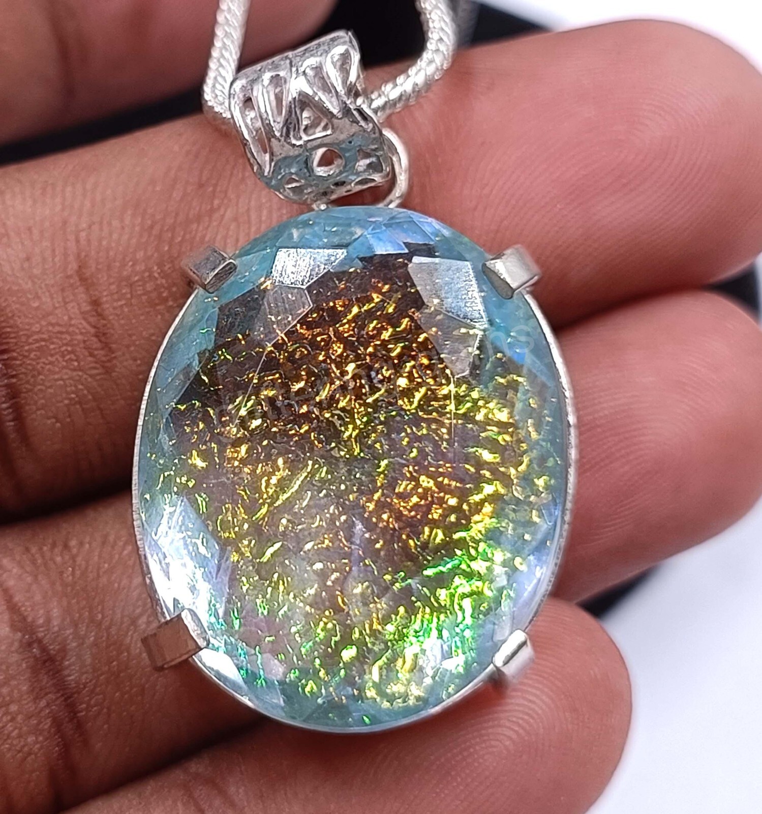Sky Blue Opal Oval Cut 925 Silver Pendant 66.35Ct Natural IGL Loose Gemstone 25N