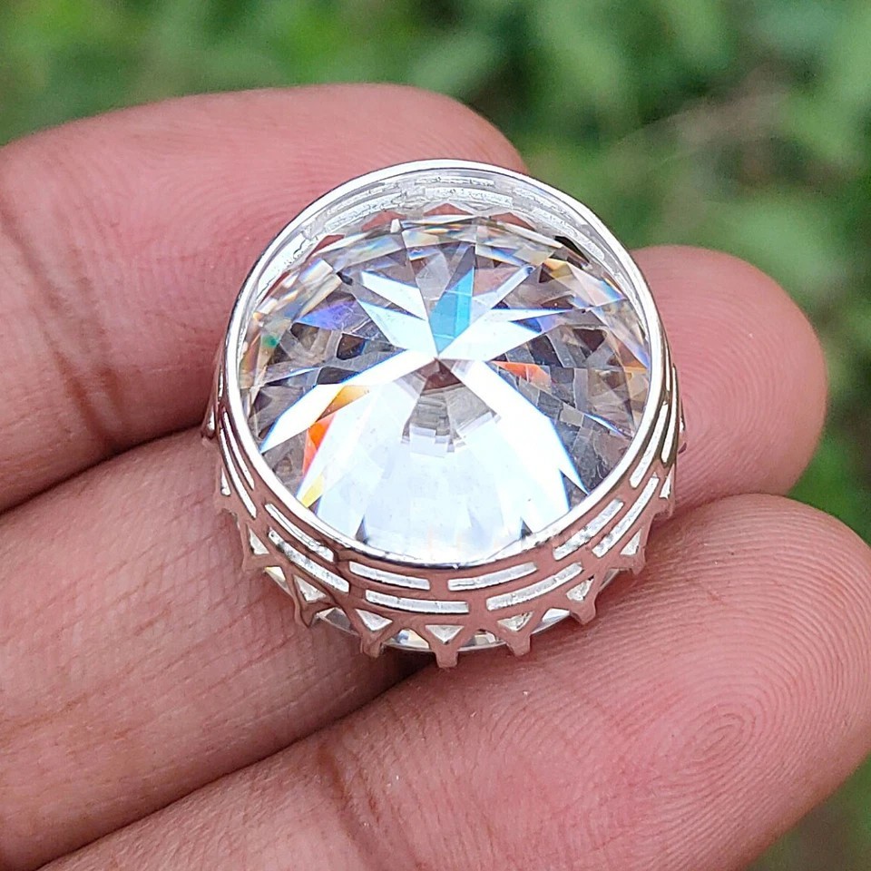 RARE 14.55 Ct Certified White Diamond Solitaire Pendant 925 Silver Great Luster