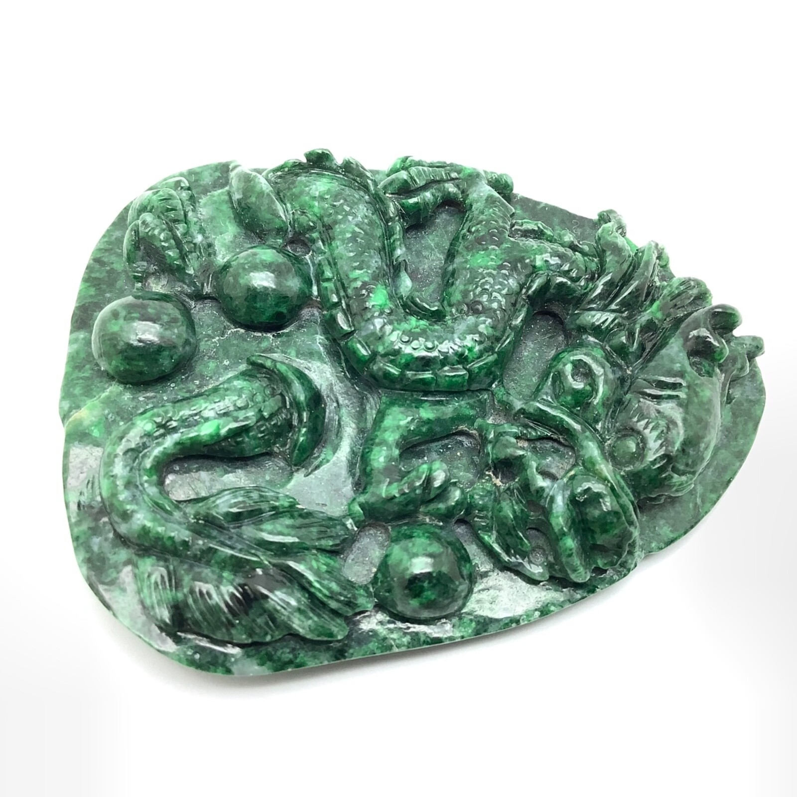 Burma Maw Sit Sit Dragon Pendant Chromium Green Albite Jadeite Carving Myanmar