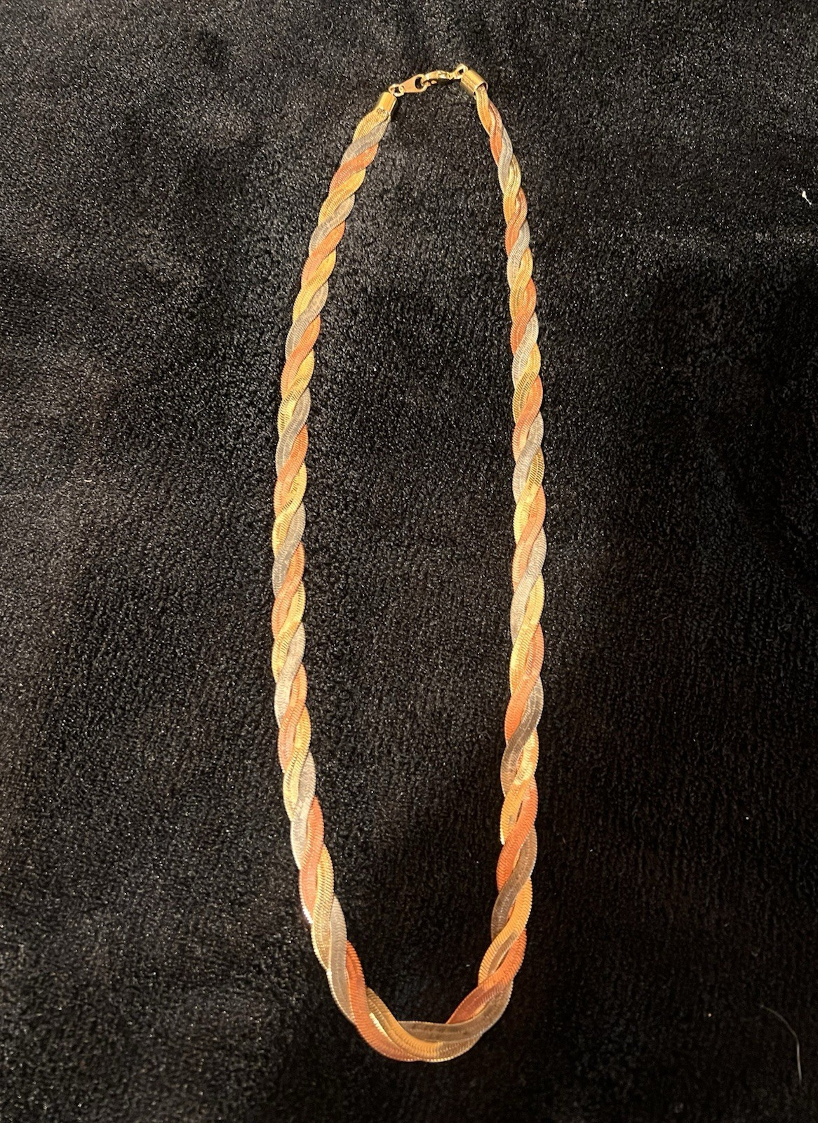 Multicolor Braided Chain Necklace Multi-Tone Gold Plated Korea