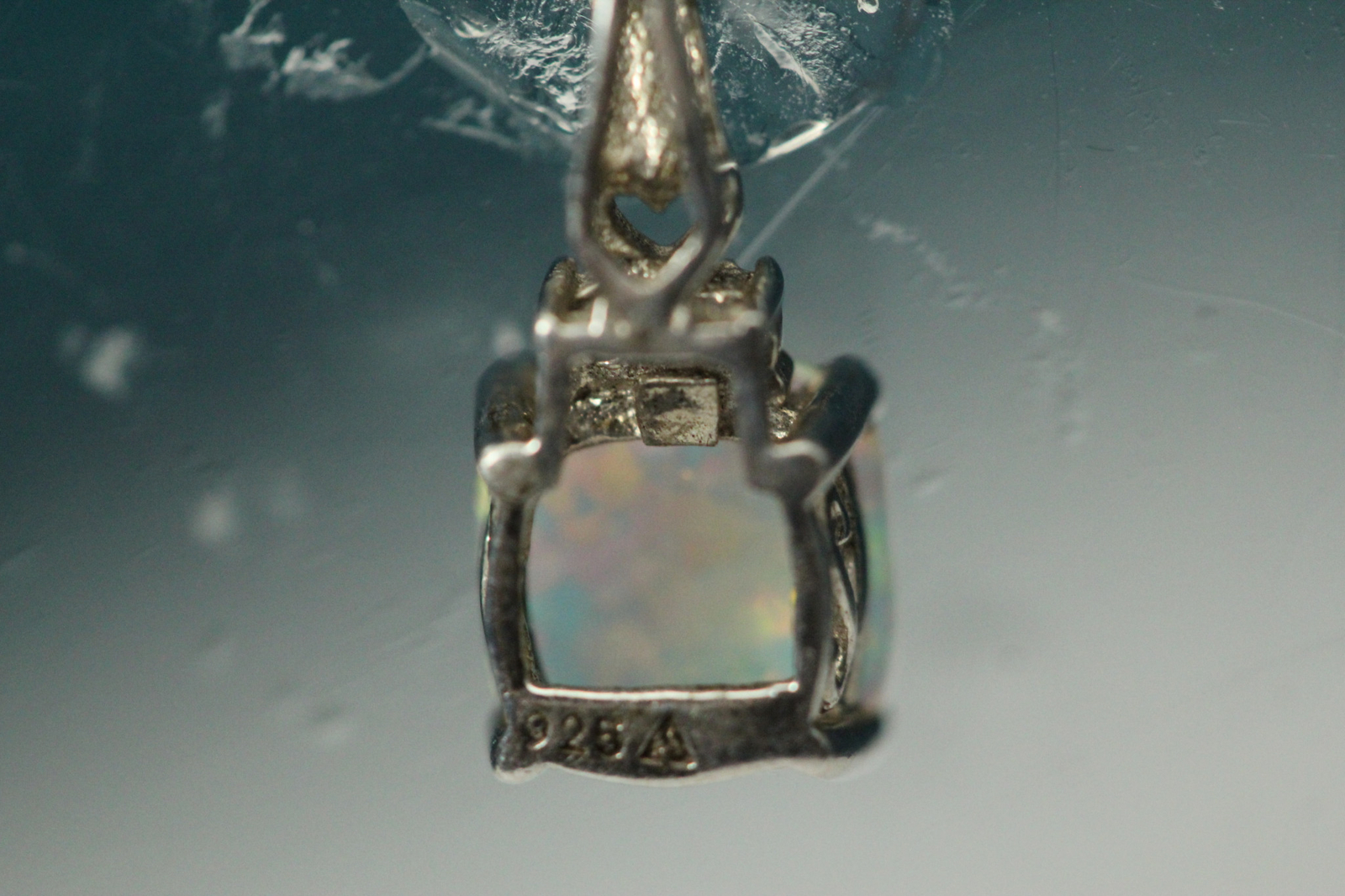925 Sterling Silver Square Cut Opal Slide Pendant 0.9 Grams (PEN8824)