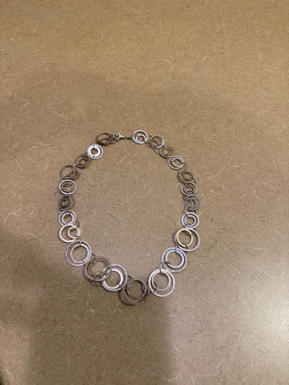 Milor Italy Sterling Silver 925 Interlocking Circles Round Chain Link Necklace