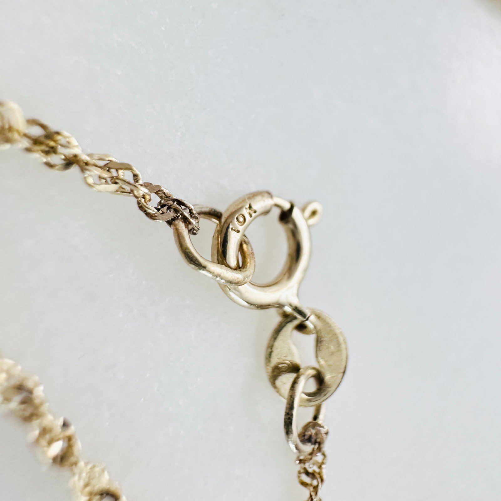 10K Yellow Gold Diamond-cut Prince of Wales Link Chain Necklace, 1.1mm, 17 3/4″