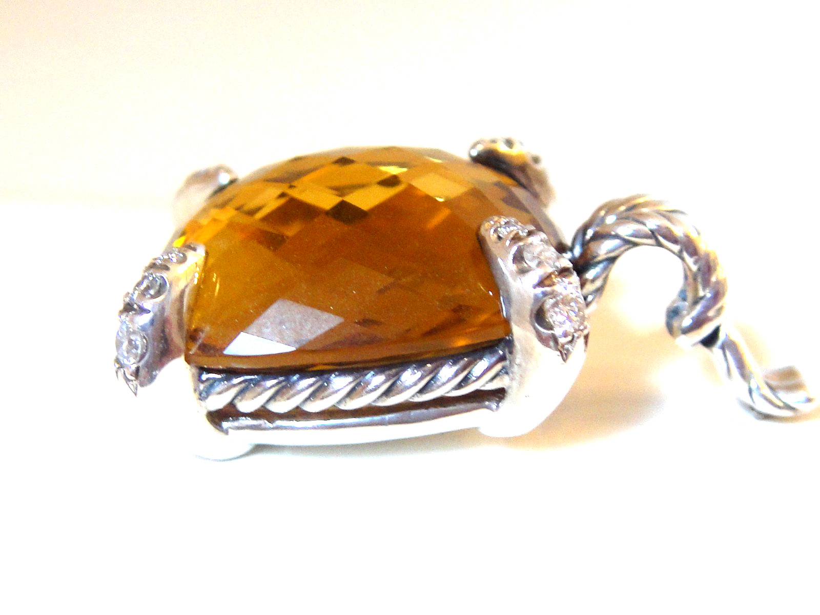 DAVID YURMAN SS CHATELAINE EXTRA LARGE 20x20mm CITRINE DIAMOND PENDANT ENHANCER