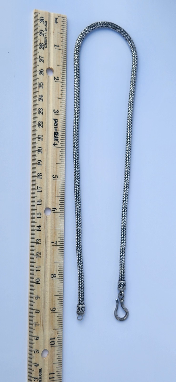 Modern Sterling Silver 925 Heavy Foxtail Chevron Chain Necklace 20 in 50 gram