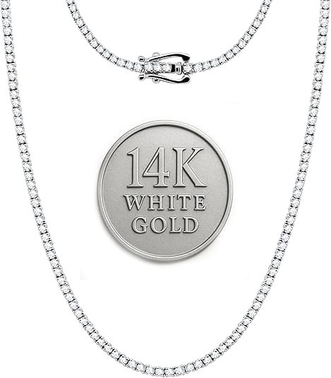 4.50CT Natural Diamond Tennis Necklace for Women 14K White Gold 18″