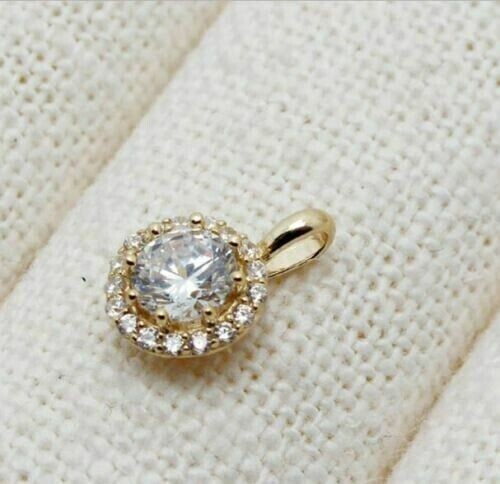2Ct Round Lab-Created Diamond Halo Women Pendant 14K Yellow Gold Plated 18″Chain