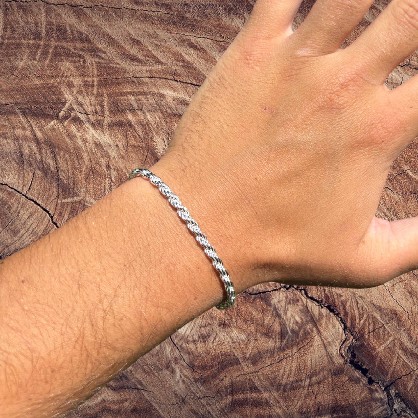 4mm Diamond Cut Rope Bracelet – Solid 925 Sterling Silver Or 14k Gold Vermeil