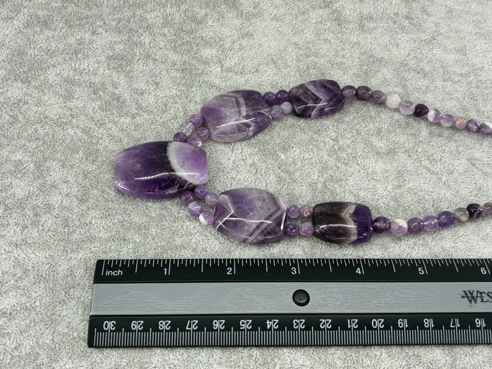 Jay King DTR Cape Amethyst Beaded Station Necklace Sterling Silver HSN Purple
